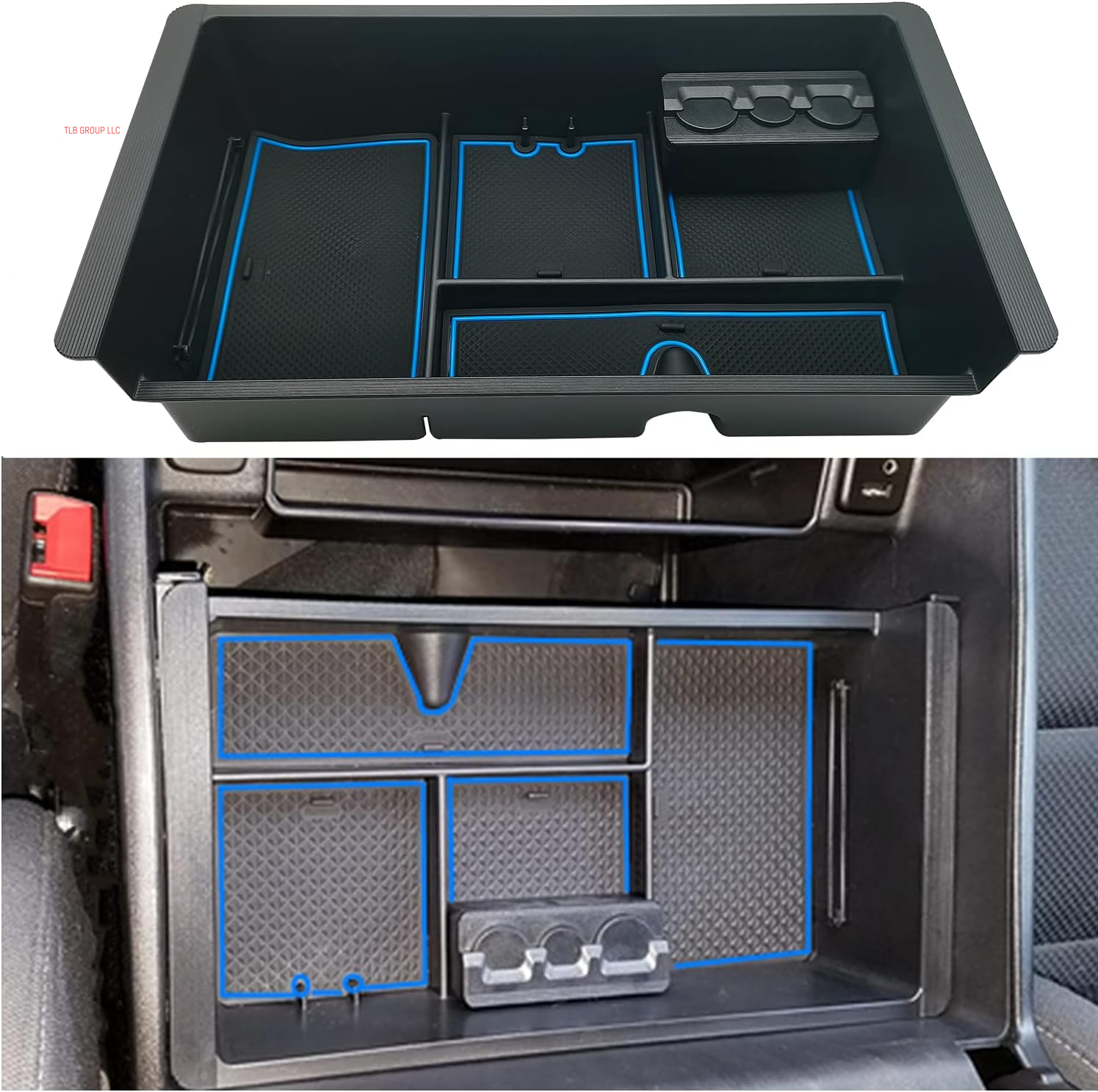 Center Console Organizer Tray Compatible with 2014-2018 GMC Sierra Accessories, (2015-2020) Yukon/Chevy Tahoe Silverado Suburban, Armrest Storage Box Replaces 22817343(Black)