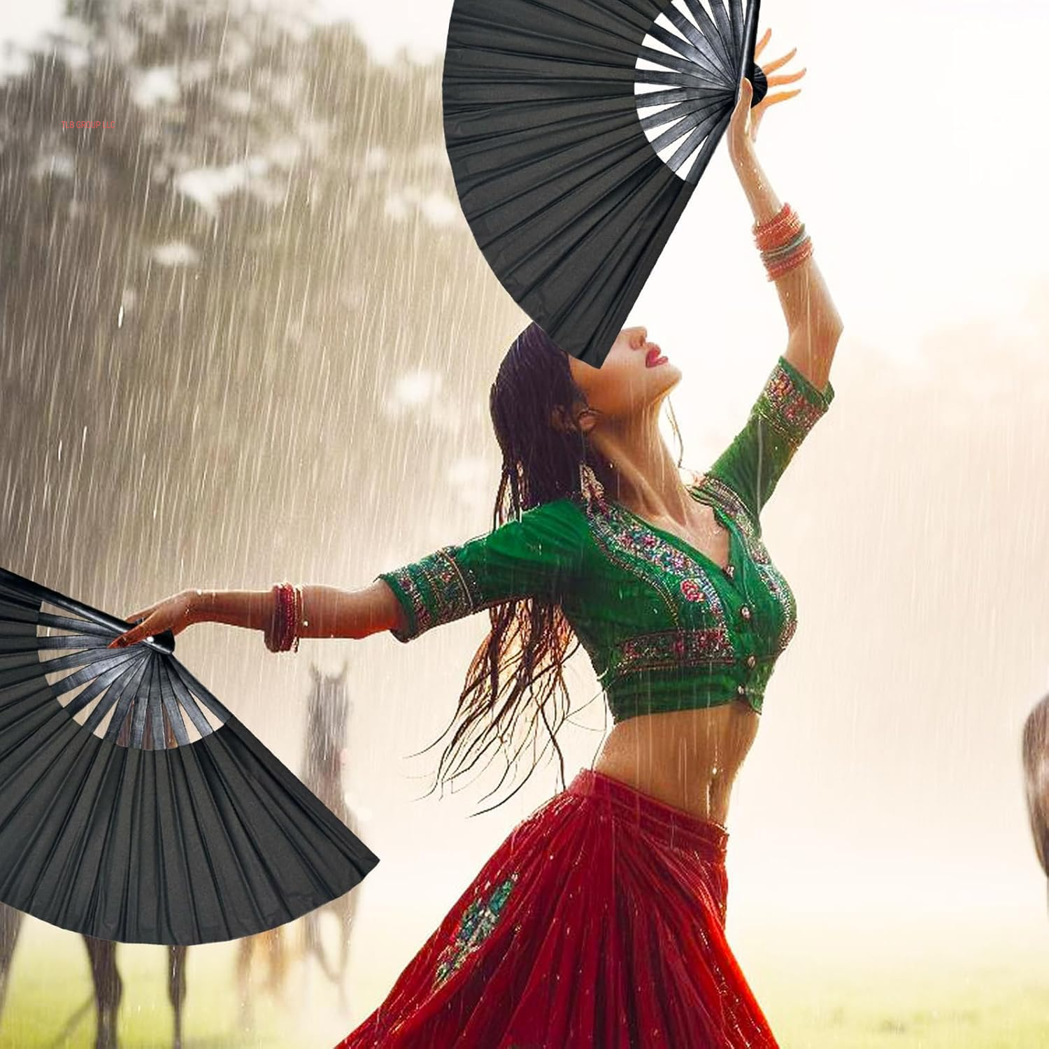 Boots on the Ground Fan,2025 New Large Holographic Folding Hands F an Line Dance Popping Fans,Boots on the Ground Hand Fan,Folding Hand Classic Style Fans Bamboo Ribs Hands Held Chinese (Black)