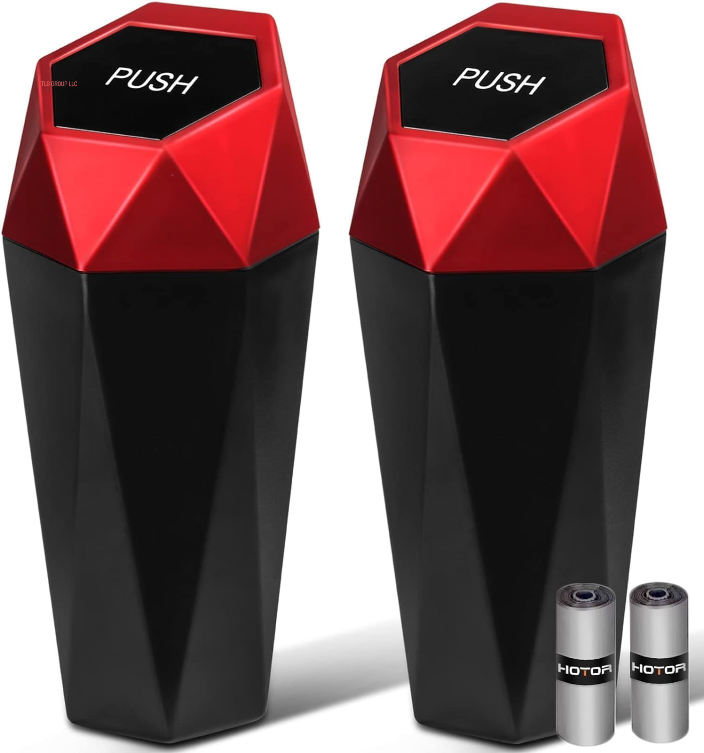 Car Trash Can with Lid - 2 Pack, Mini Essential Car Accessories for Interior, Leakproof Garbage Can with 30 Attached Trash Bags, Multipurpose Organizers and Storage for Car, Home, Office