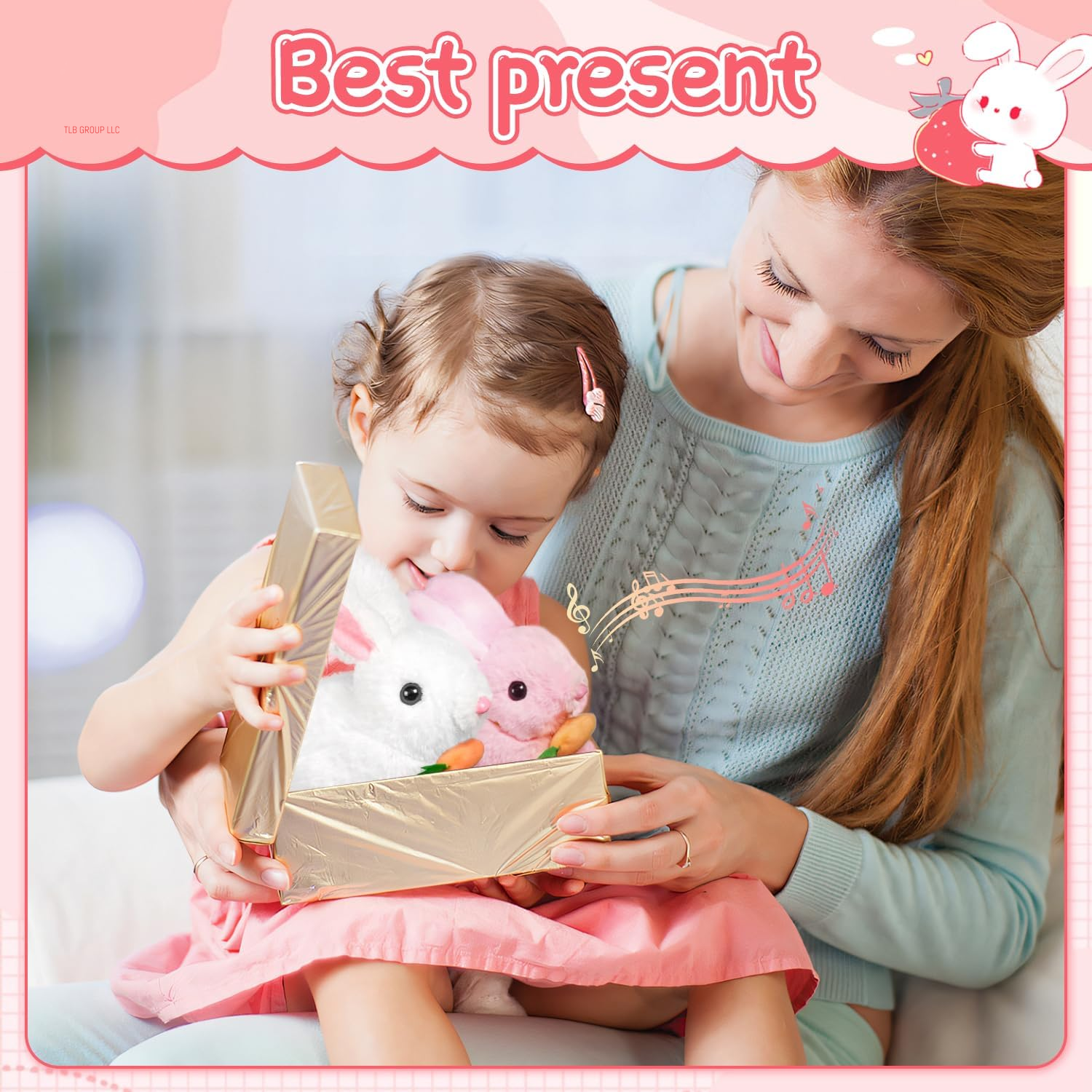 Bunby-My Realistic Bunny Toy, Easter Plush Interactive Realistic Bunny Robot, My Realistic Bunny Toy, Interactive Bunny Toy,Talking,Walking Twitching, and Shaking Ears Realistic Rabbit Toy (Pink)