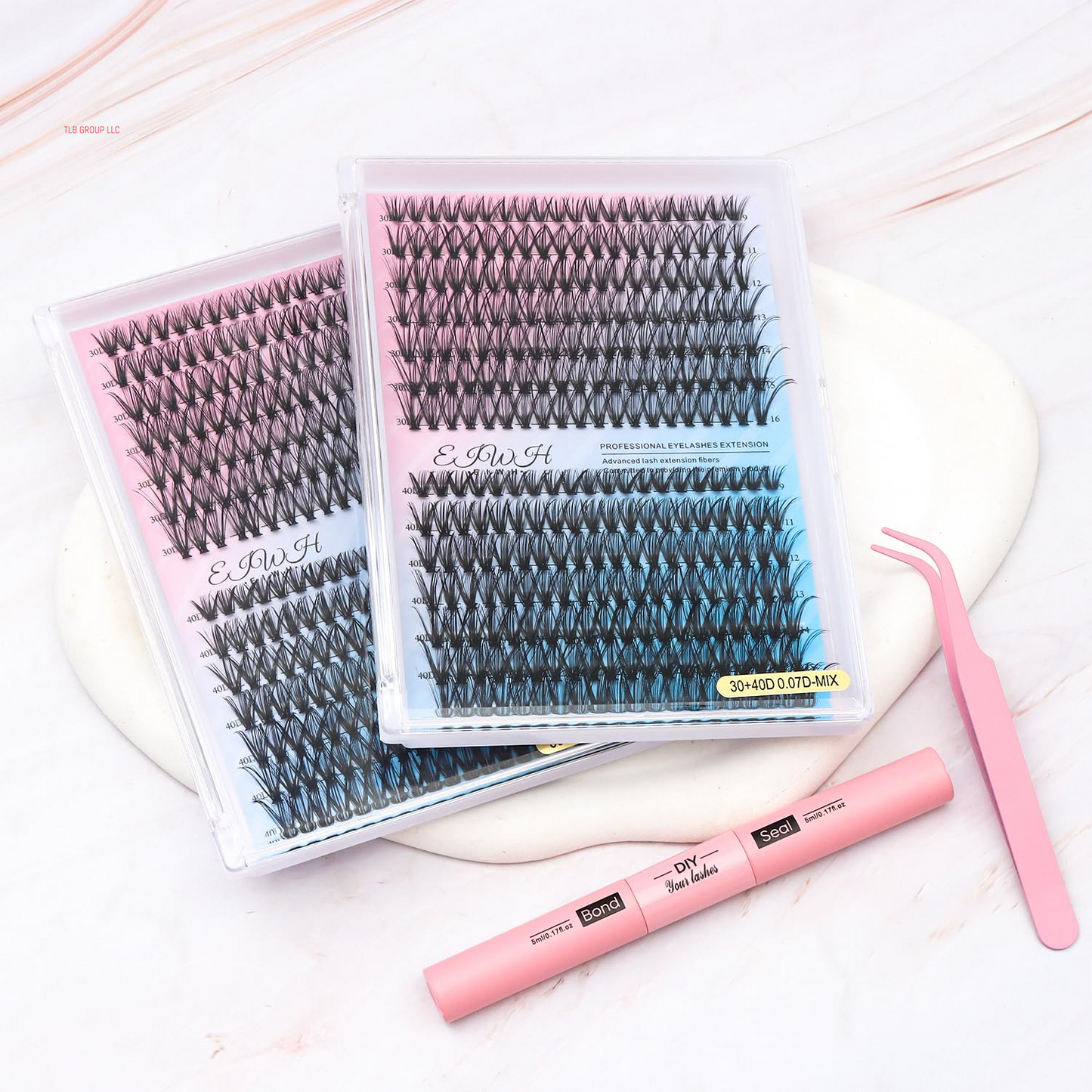 DIY Lash Extension Kit Volume Lash Clusters 30D+40D D Curl Individual 280 Pcs Lashes Lash Clusters Kit Thick Eyelash Extension Kit Lash Bond Seal Lash Tweezers 10 Pcs Eyelash Brush (30D&40D KIT)