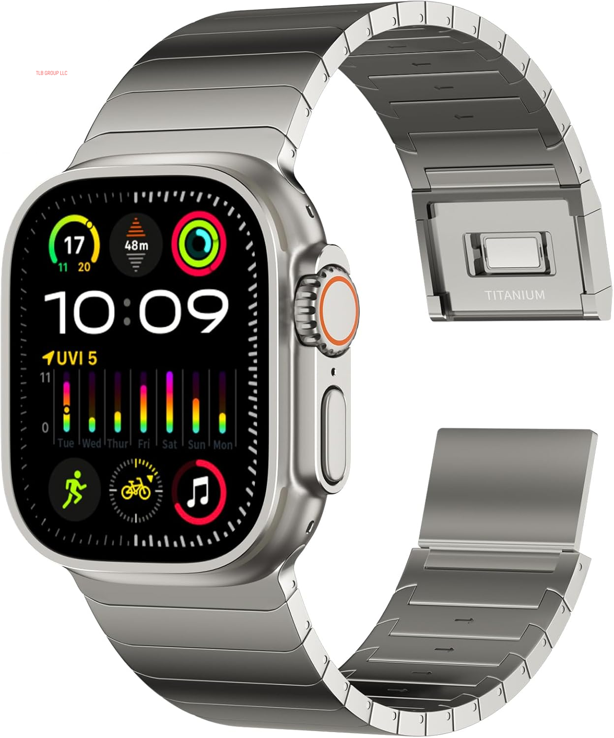 Full Titanium Band Compatible with Apple Watch Ultra 49Mm / Ultra 2 49Mm / Series 10 46Mm, 26Mm Wide Adjustable Links with Titanium Magnetic Clasp Connectors and DLC Coating