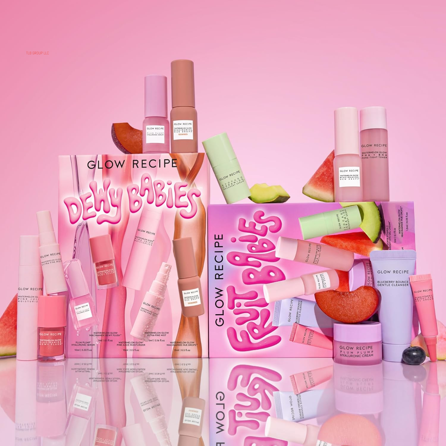 Dewy Babies Travel Skincare Set - Plum Plump Hyaluronic Acid Serum + Dewy Flush Tinted Blush Drops + Pink Juice Face Moisturizer + Bronzing Hue Drops + Ultra Fine Facial Mist (5 Count)