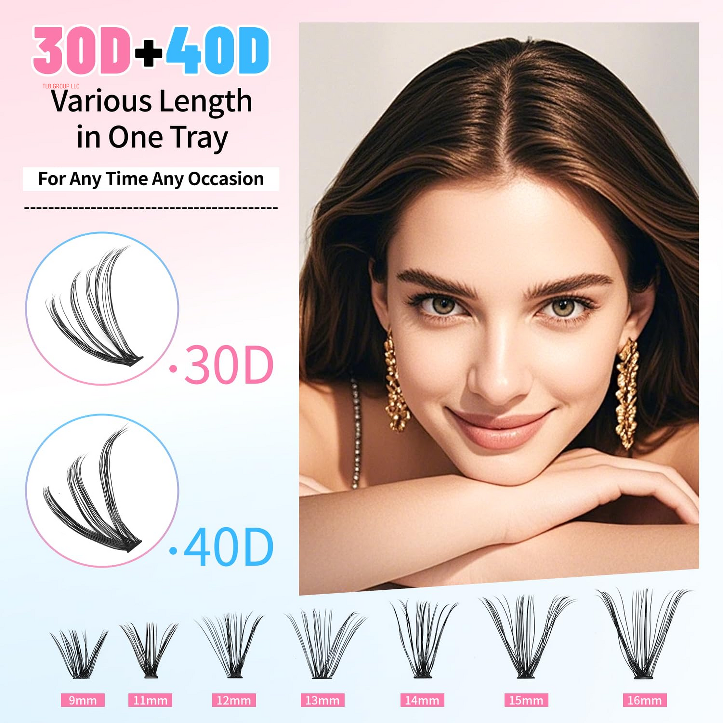 DIY Lash Extension Kit Volume Lash Clusters 30D+40D D Curl Individual 280 Pcs Lashes Lash Clusters Kit Thick Eyelash Extension Kit Lash Bond Seal Lash Tweezers 10 Pcs Eyelash Brush (30D&40D KIT)