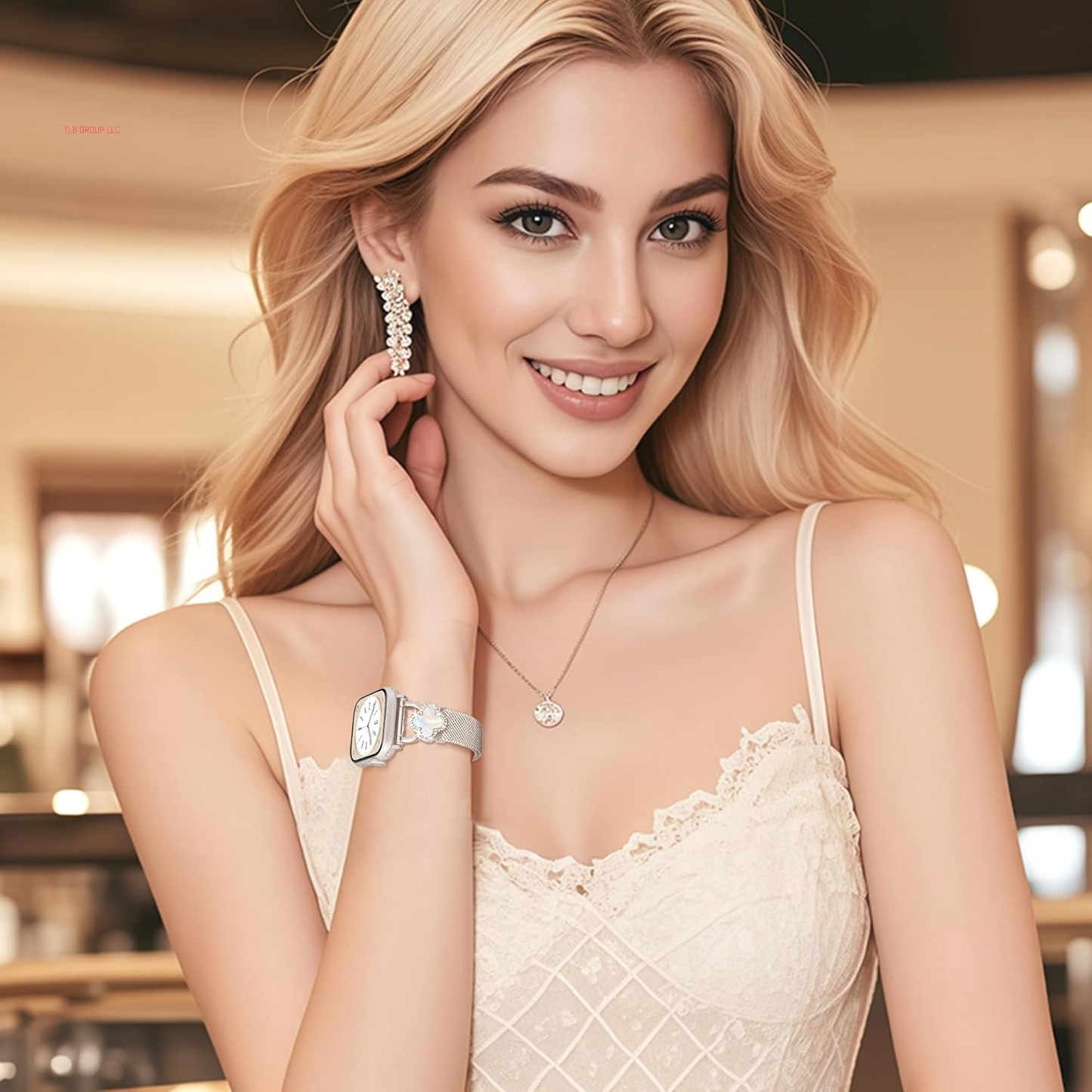 Thin Clover Magnetic Band for Apple Watch Bands for Women 46Mm 45Mm 44Mm 42Mm 49Mm, Slim Cute Bling Metal Milanese Iwatch Bands for Iphone Watch Series 10 9 8 7 6 5 4 3 2 1 SE Ultra-Starlight