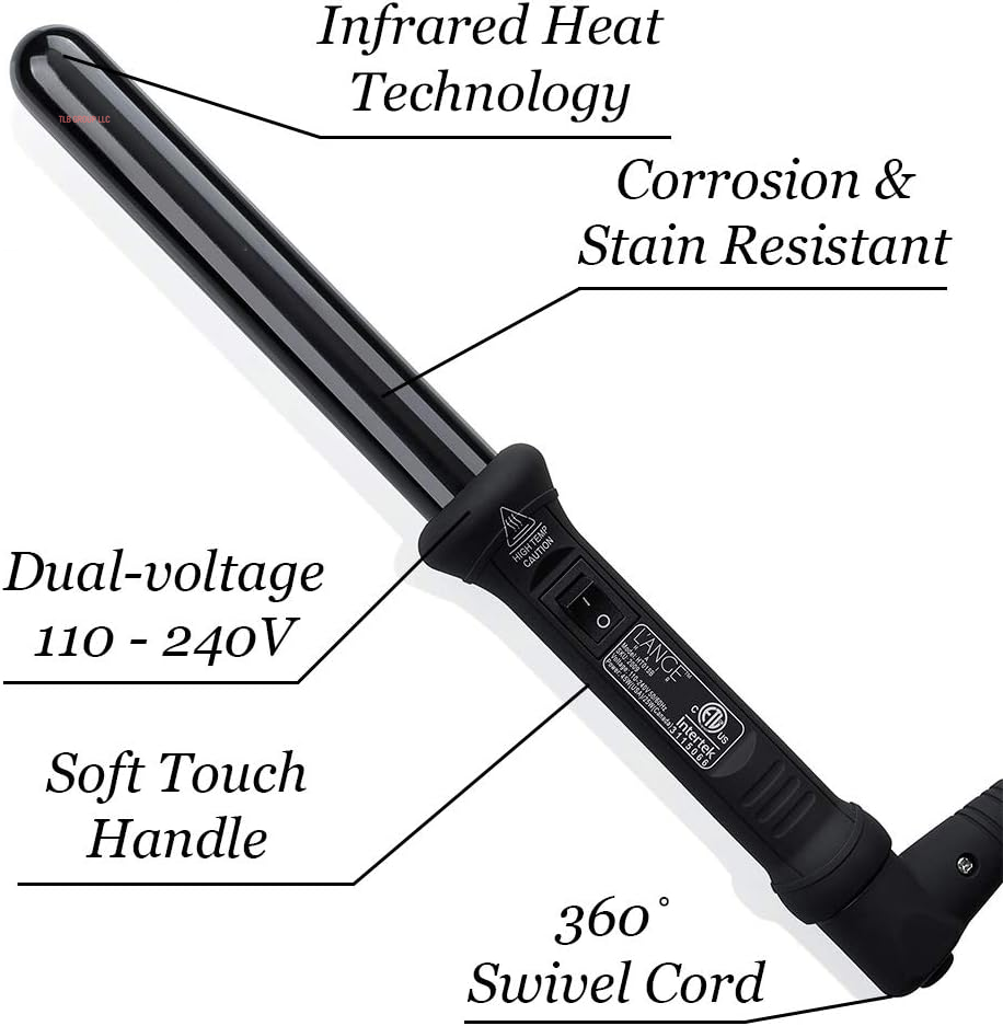 Ondulé Ceramic Curling Wand | Professional Hot Tools Curling Iron 1 Inch | Salon Hair Styling Wands for Beach Waves | Best Hair Curler Wand for Frizz-Free, Lasting Curls