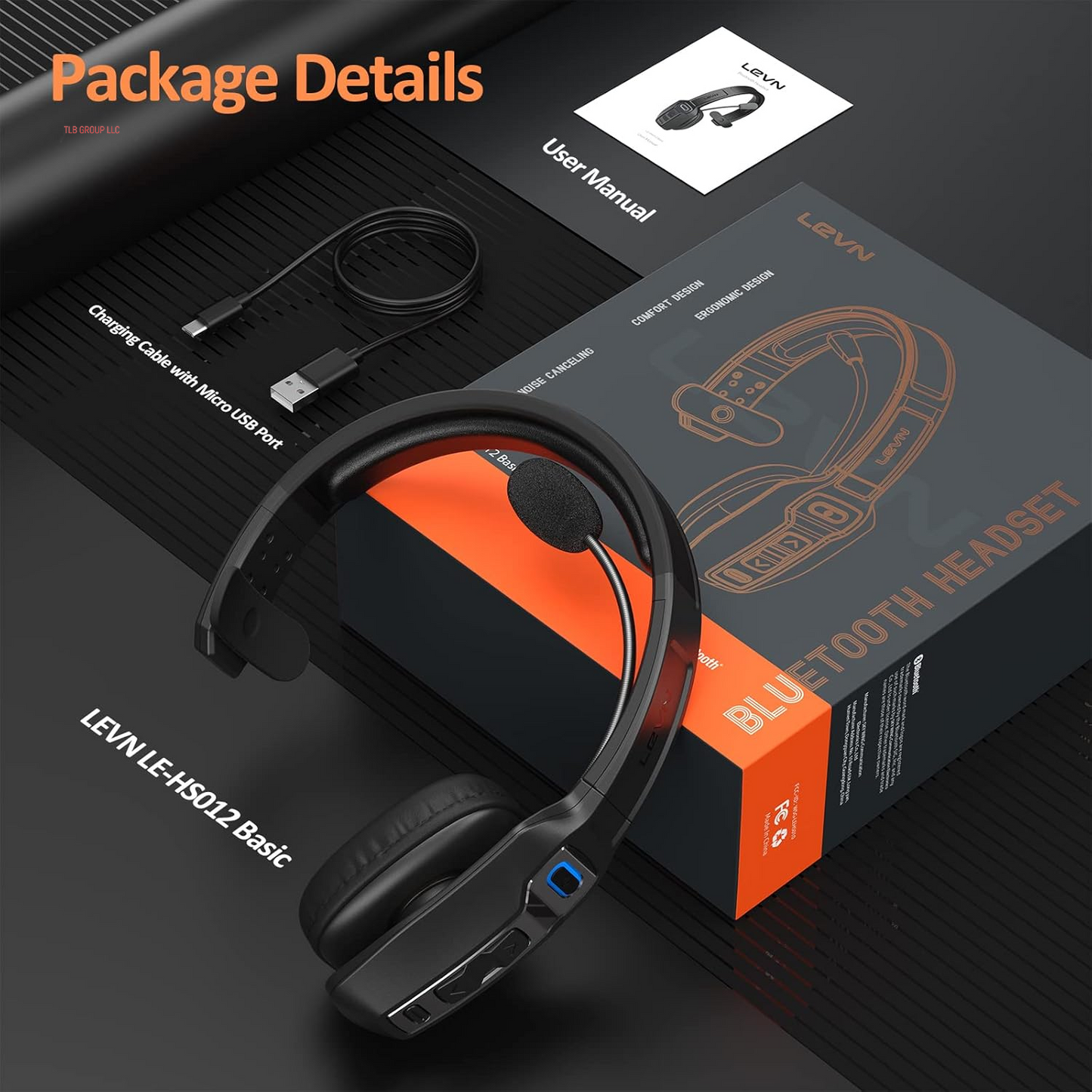Bluetooth Headset with Microphone, Trucker Bluetooth Headset with AI Noise Cancelling & Mute Button, Wireless On-Ear Headphones 60 Hrs Working Time, for Trucker Home Office Remote Work Zoom