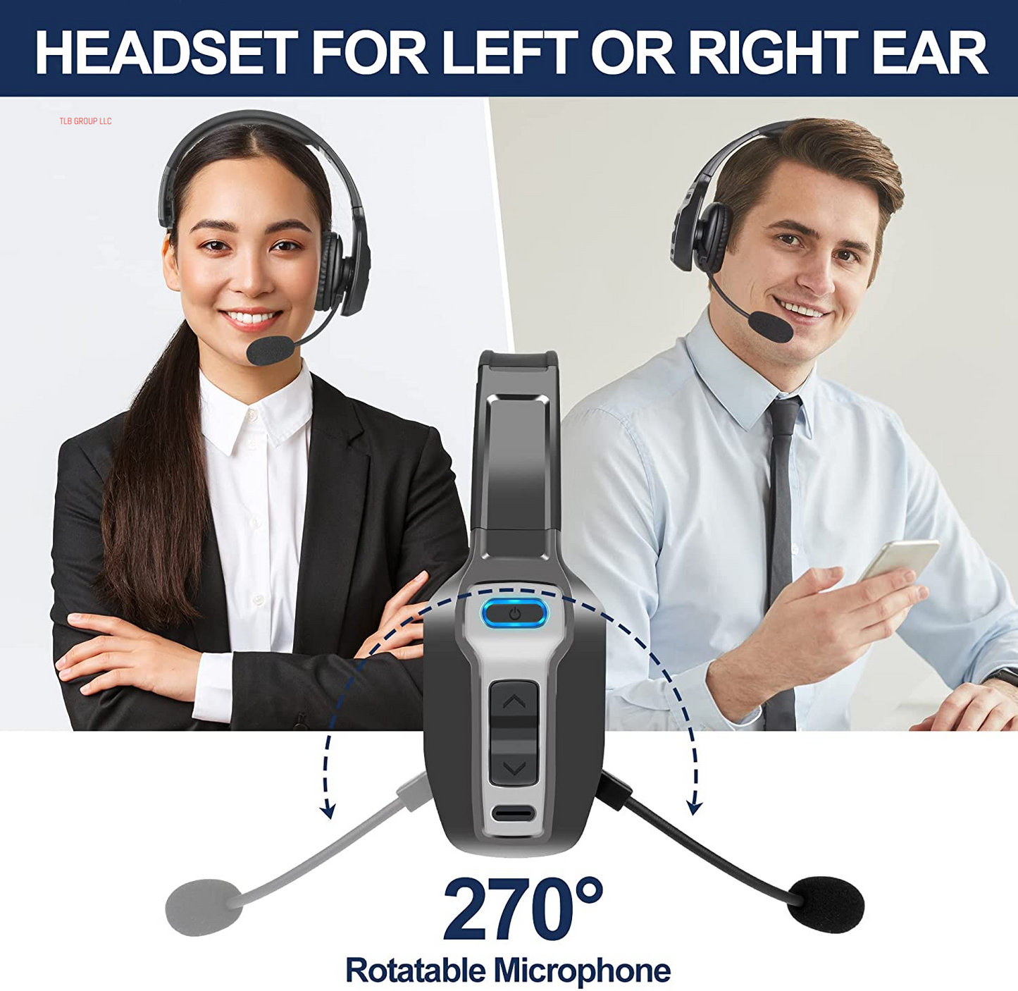 Trucker Bluetooth Headset, V5.2 Wireless Headset with Upgraded Microphone AI Noise Canceling, on Ear Bluetooth Headphone with Mute for Driver Office Call Center
