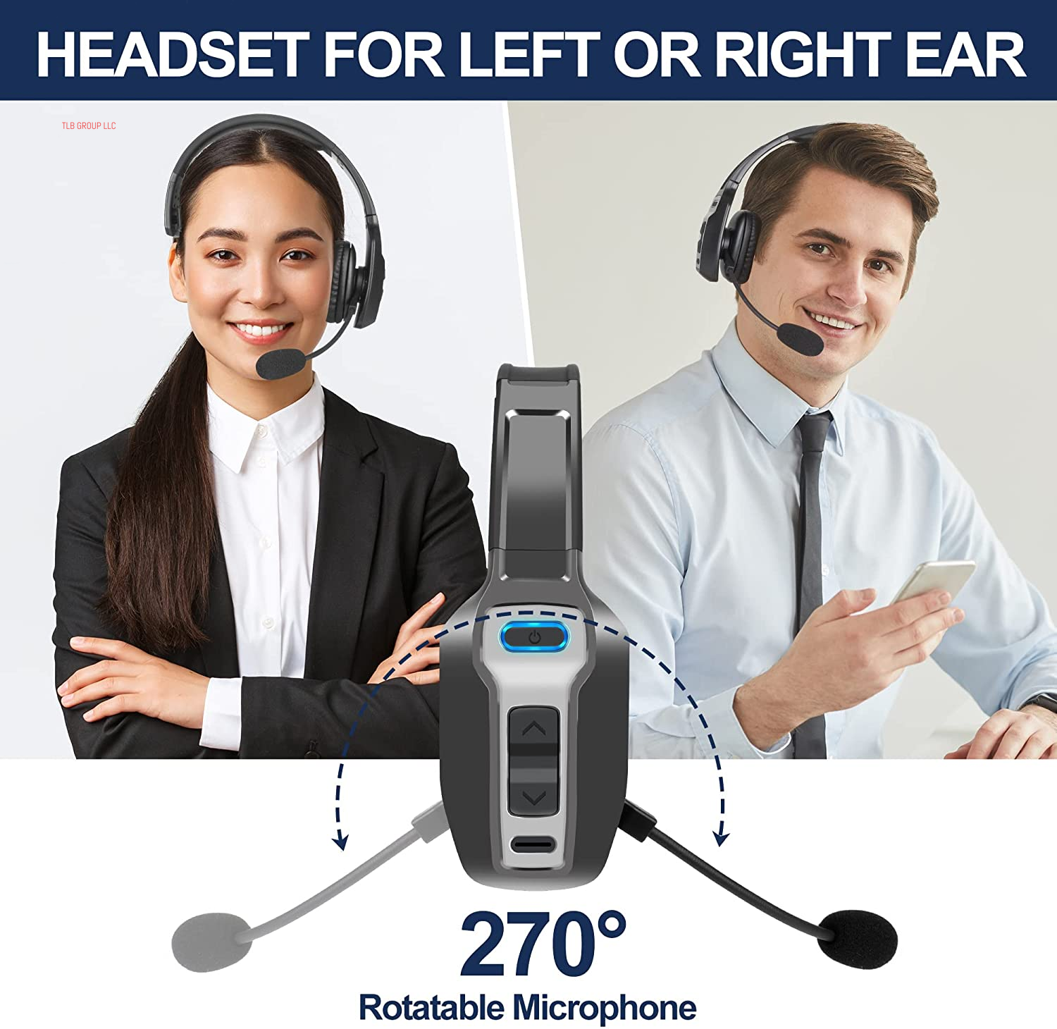 Trucker Bluetooth Headset, V5.2 Wireless Headset with Upgraded Microphone AI Noise Canceling, on Ear Bluetooth Headphone with Mute for Driver Office Call Center