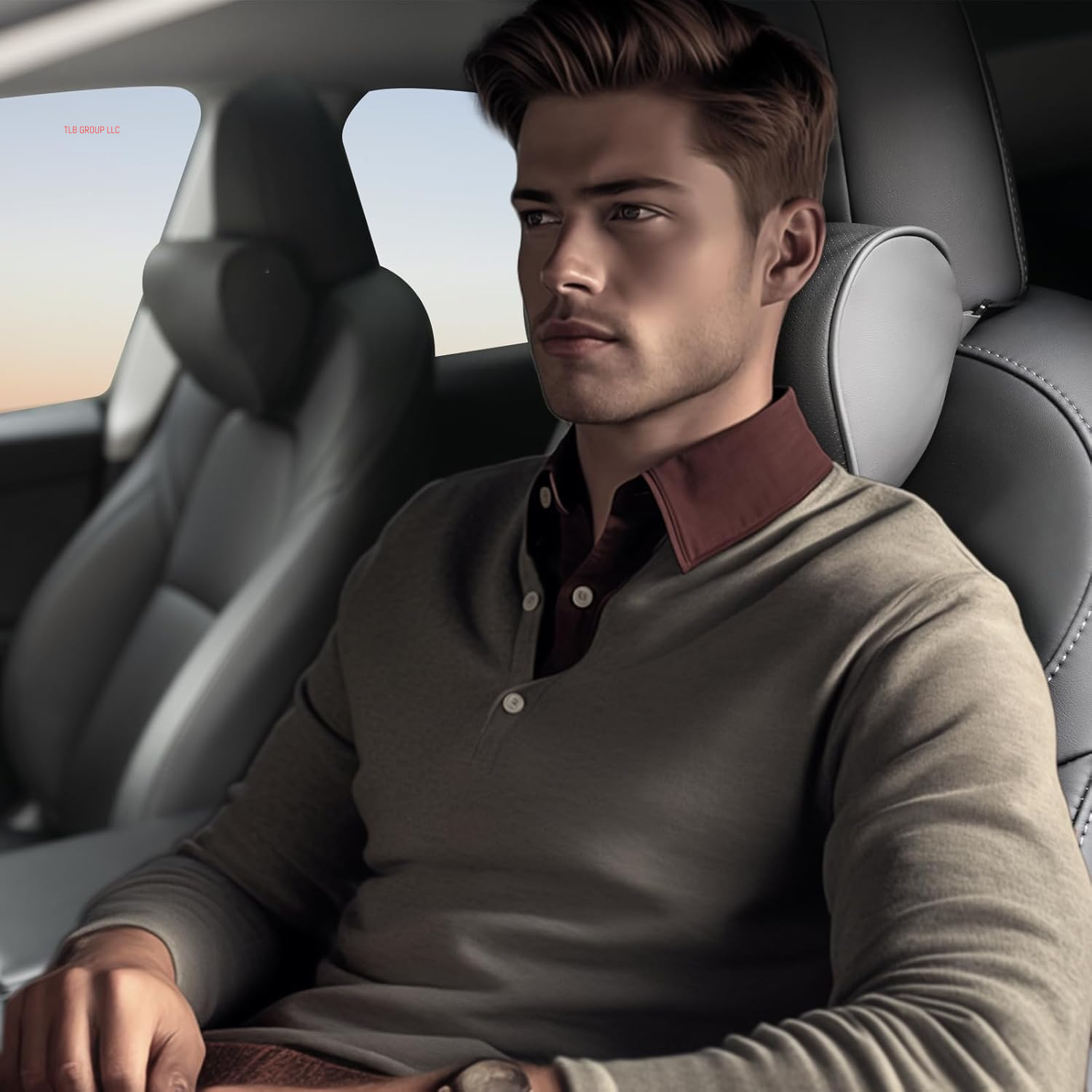 Headrest Pillow for Tesla Model 3 Model Y with Adjustable Strap,Tesla Neck Pillow with Leather,For Head,Neck,Shoulders,Multipurpose,Tesla Accessories 2 Pack (Black)