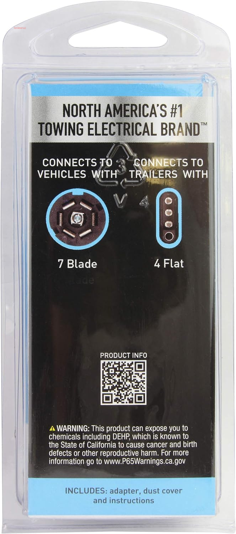 Hopkins 7 Blade to 4 Wire Flat Vehicle to Trailer Connector Adapter Plug, Universal Fit for Vehicles with 7 Blade Adapters (47345)