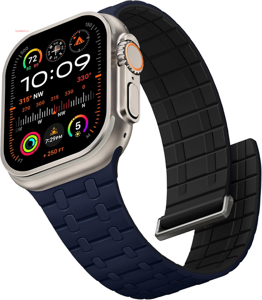 Compatible with Apple Watch Bands for Men 44Mm 45Mm 46Mm 49Mm 42Mm Women, Silicone Magnetic Sport Loop Strap for Iwatch Ultra 2 Series 10 9 8 7 6 5 4 3 SE