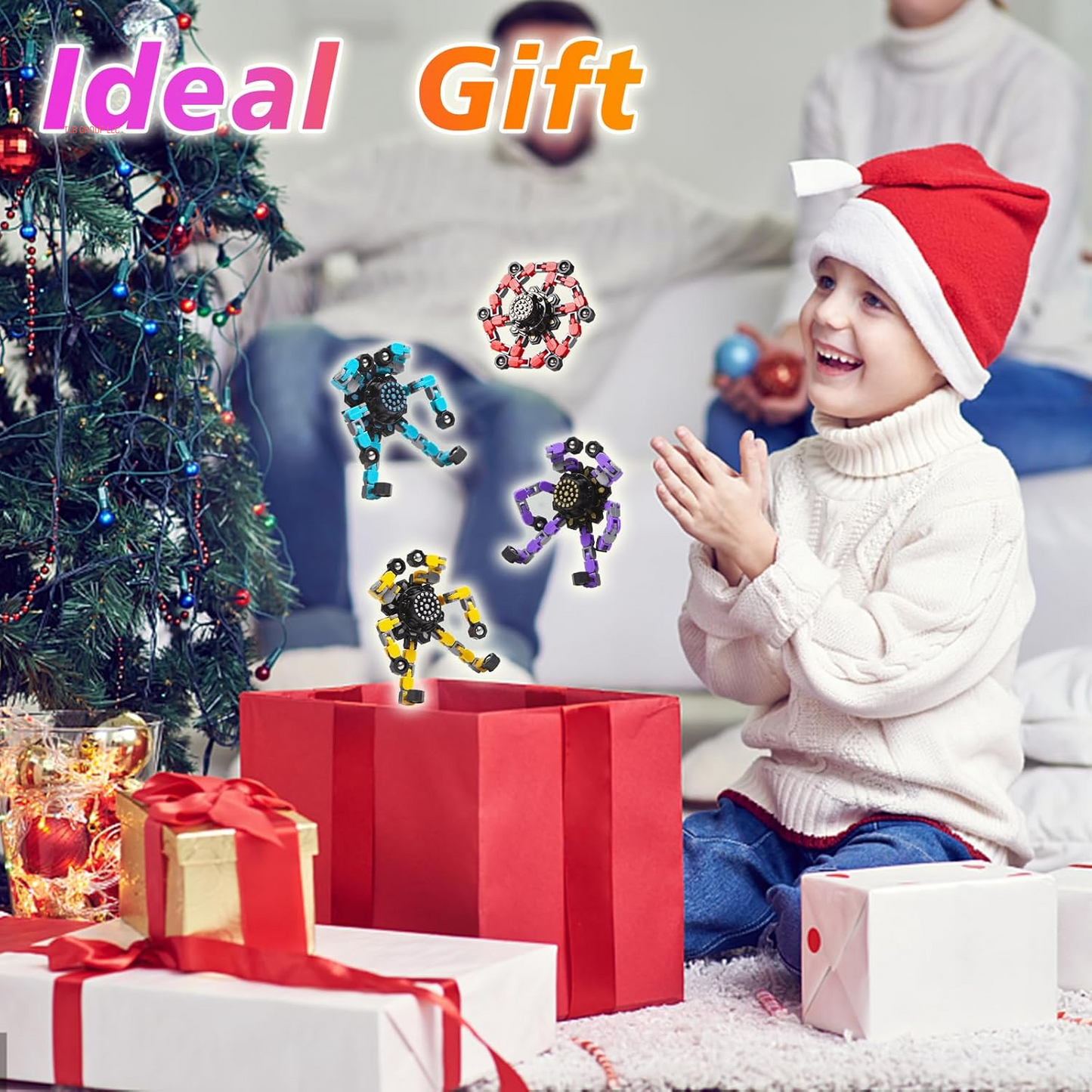 Transformable Fidget Spinners 4 Pcs for Kids and Adults Stress Relief Sensory Toys for Boys and Girls Fingertip Gyros for Party Favors Stocking Stuffers Bulk for Kids