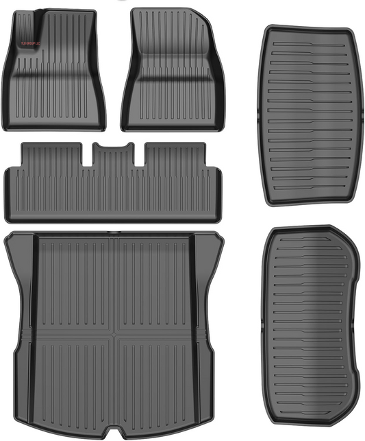 2025 New Version Tesla Model 3 Highland Extra-Thick Floor Mats Custom Fit All Weather TPE Cargo Liner Cargo Trunk Accessories,Compatible 2021-2025 (Tesla Model 3 Floor Mats Set of 6)