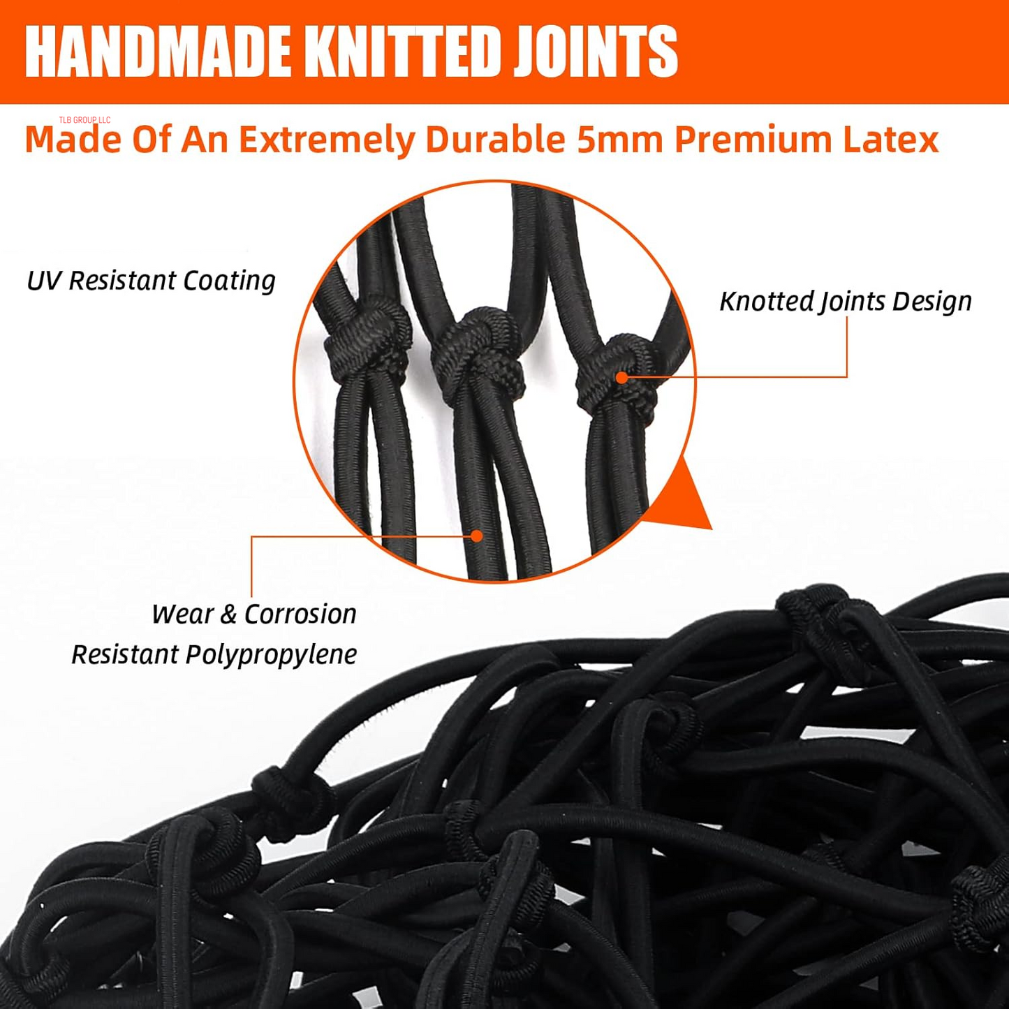 5’ X 7'Cargo Net for Pickup Truck Bed Stretches to 10' X 14' Heavy-Duty, Mesh Square Latex Bungee Netting with 14 Metal Carabiners + 14 Hooks- Compatible with Ford, Dodge RAM, Chevy, Toyota