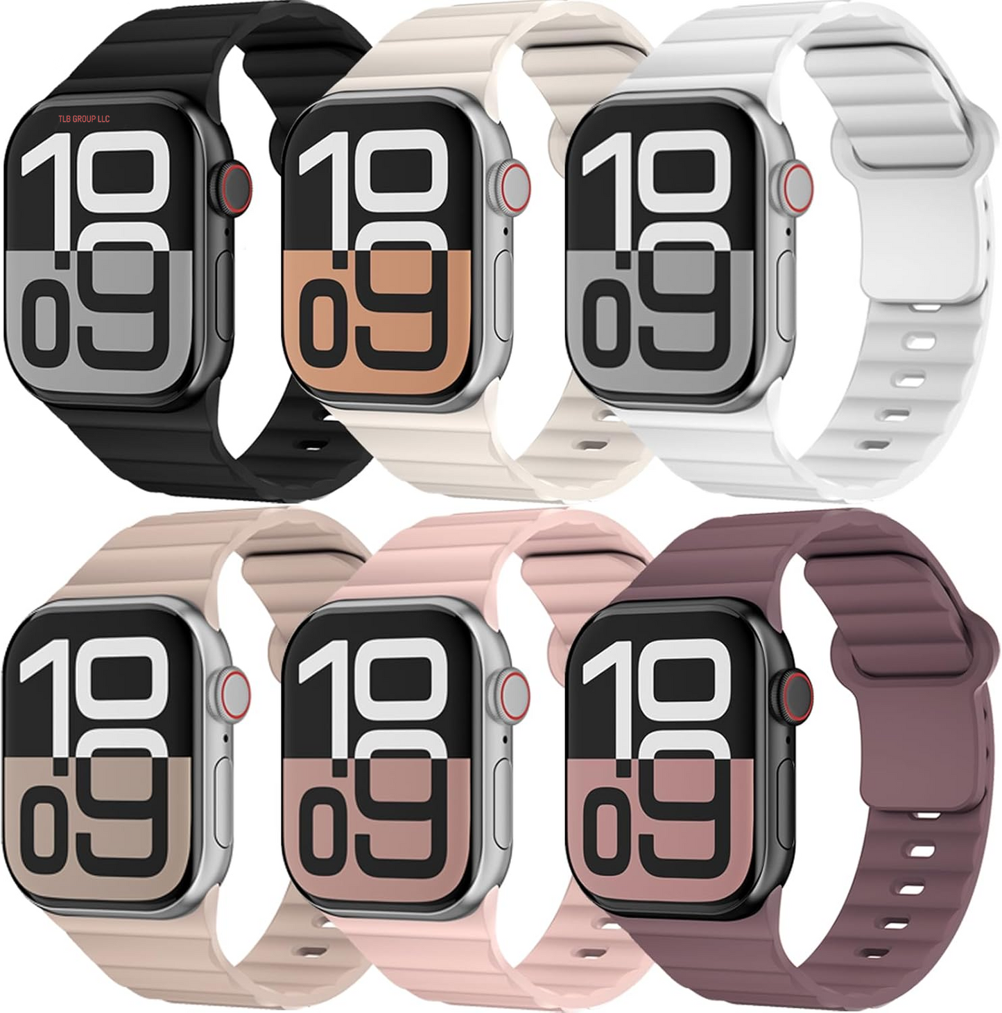6 Pack Sport Bands for Apple Watch Ultra/2 Band 49Mm 46Mm 45Mm 44Mm 42Mm 41Mm 40Mm 38Mm Iwatch Bands for Men Women,Waterproof Soft Silicone Strap Wristband for Apple Watch Series 10 9 8 7 6 5 4 3 SE 2