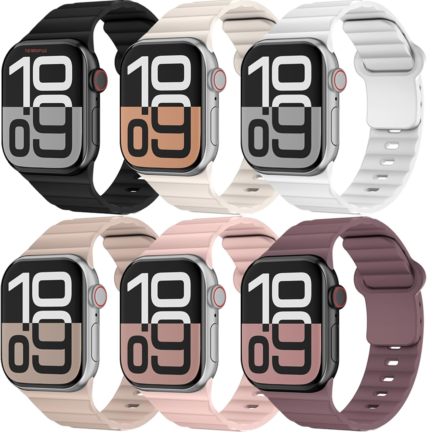 6 Pack Sport Bands for Apple Watch Ultra/2 Band 49Mm 46Mm 45Mm 44Mm 42Mm 41Mm 40Mm 38Mm Iwatch Bands for Men Women,Waterproof Soft Silicone Strap Wristband for Apple Watch Series 10 9 8 7 6 5 4 3 SE 2