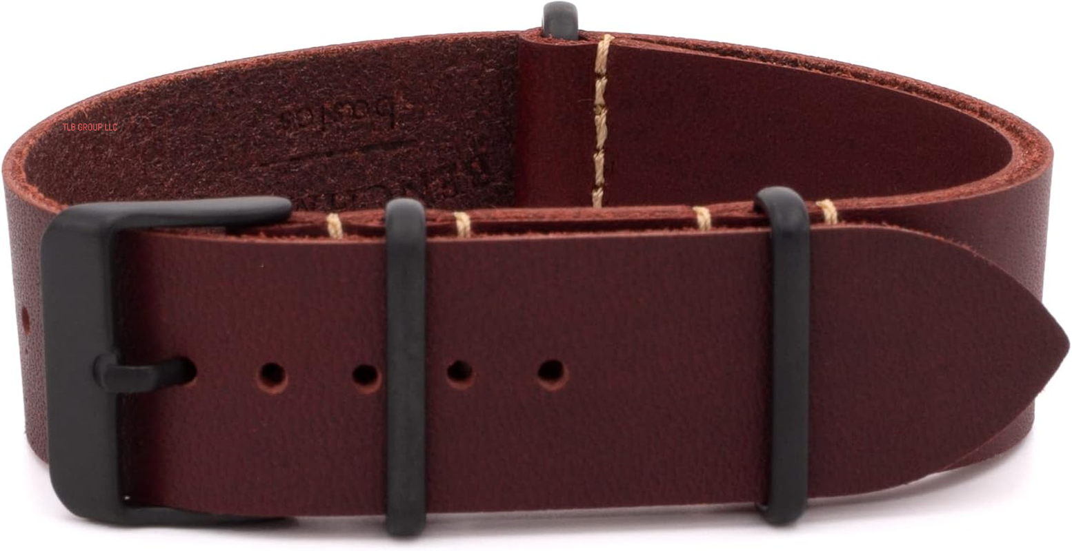 Benchmark Leather Watch Band - Crazy Horse Oiled Leather One-Piece Watch Straps for Men or Women - 18Mm, 20Mm, 22Mm or 24Mm Widths