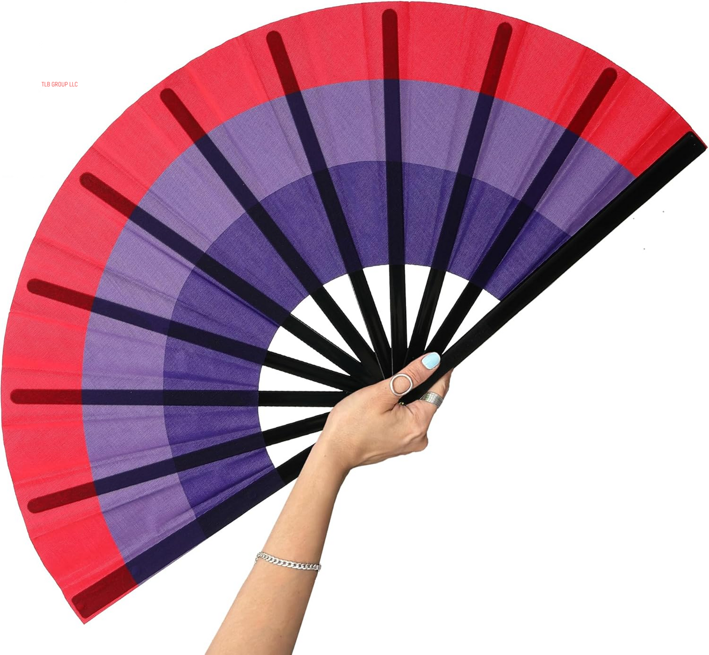 Rainbow Large Folding Fan-Hand Fan Popping Fans for Line Dancing Clacking Fans for Boots on the Ground Dance,Party,Outdoor,Decoration (Blue+Pink)