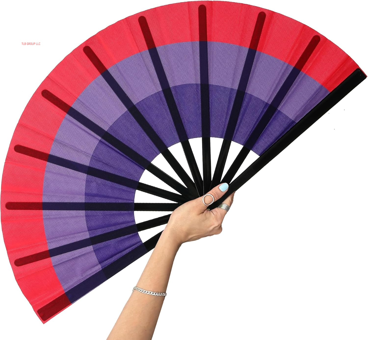 Rainbow Large Folding Fan-Hand Fan Popping Fans for Line Dancing Clacking Fans for Boots on the Ground Dance,Party,Outdoor,Decoration (Blue+Pink)
