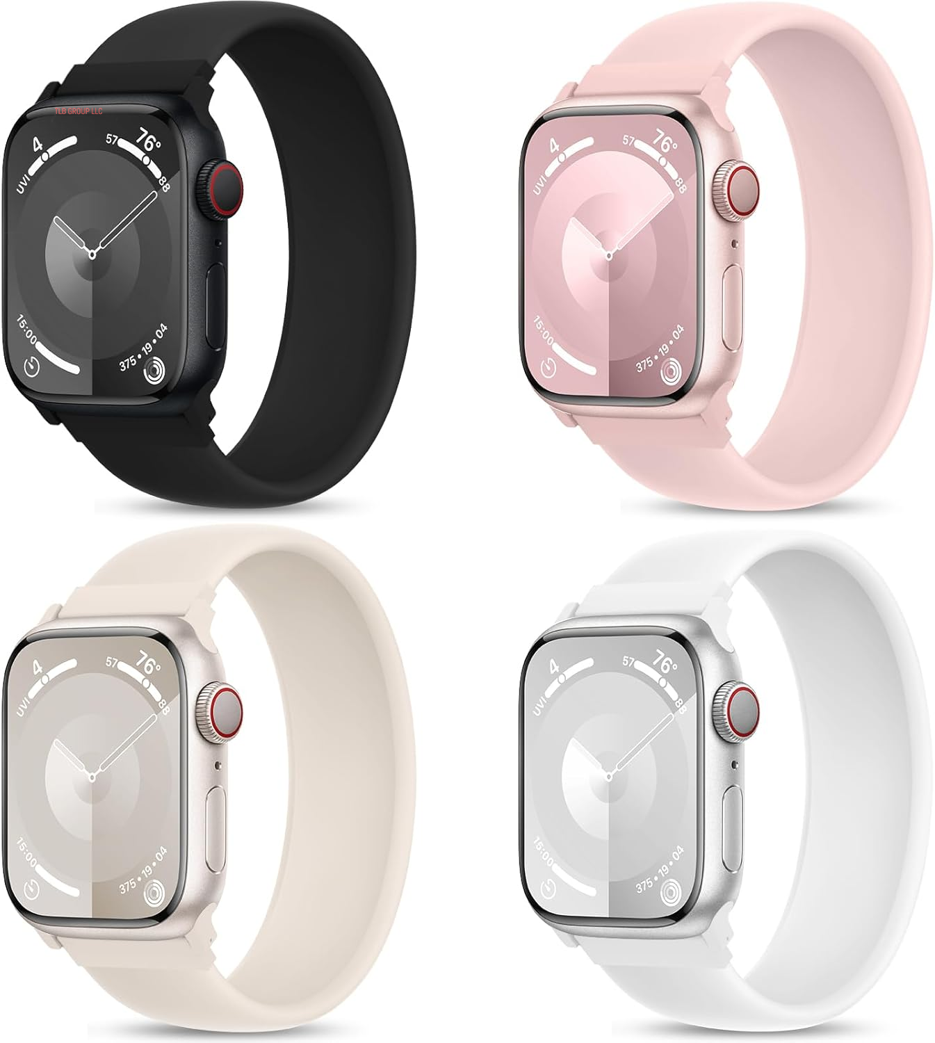 4 Pack Sport Solo Loop Bands Compatible with Apple Watch Band 40Mm 38Mm 41Mm 42Mm 44Mm 45Mm 49Mm 46Mm, Soft Silicone Waterproof Strap for Iwatch Bands Series 10 9 Ultra 8 7 6 5 4 3 2 1 SE Women Men