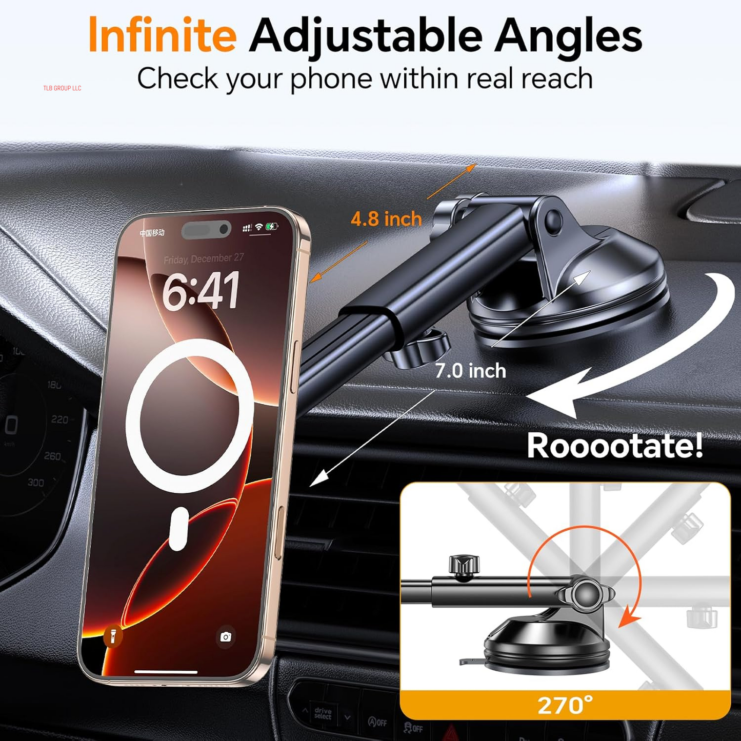 For Magsafe Car Mount【Windshield+Vent+Dash】Vacuum Magnetic Phone Holder for Car Phone Holder Mount Cell Phone Holders for Your Car Accessories Suction Cup Stand for Iphone 16 Pro Max 15 14 13 12 Plus