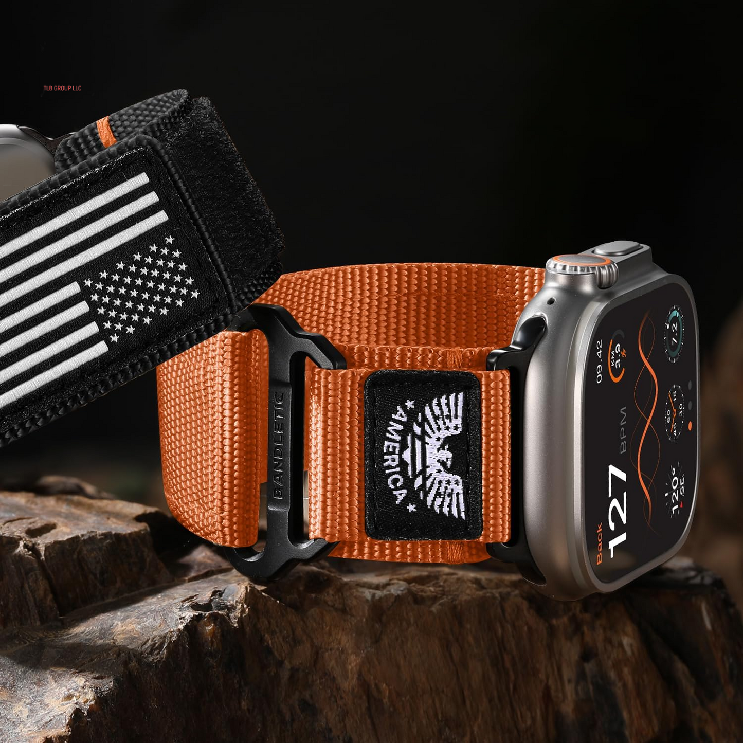 Nylon Bands Compatible with Apple Watch Band 49Mm 46Mm 44Mm 45Mm 42Mm(S3/2/1), Adjustable Breathable Rugged Durable Strap for Iwatch Bands Men Series 10/9/8/7/6/5/4 SE Ultra, Orange, Large