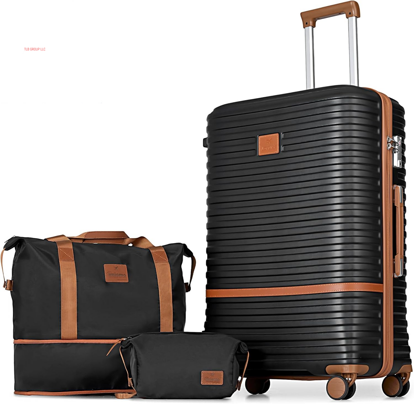 Carry on Luggage 20 Inch Expandable Suitcase with Spinner Wheel, 4 Piece Hard Shell Luggage Set with TSA Lock(Black Brown)