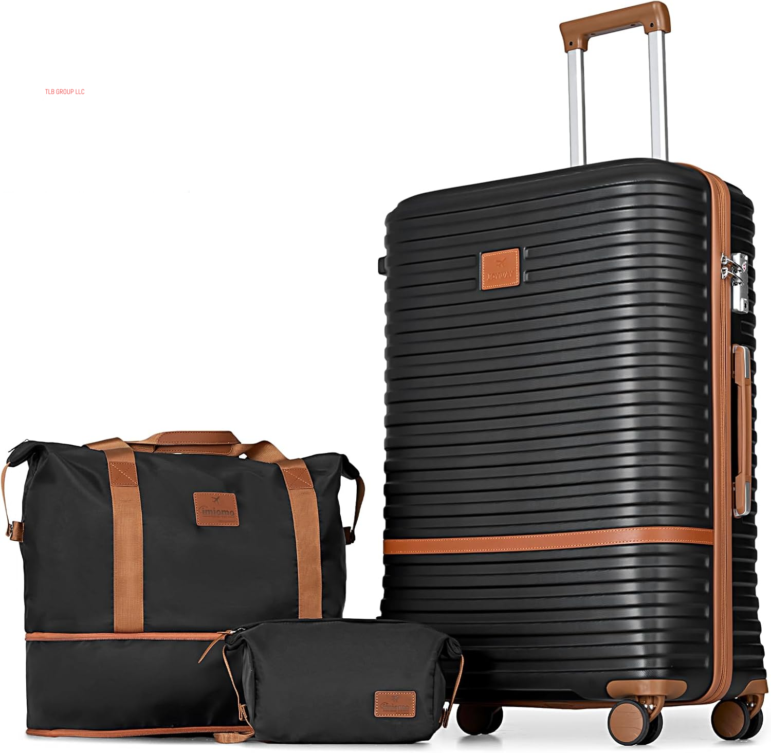 Carry on Luggage 20 Inch Expandable Suitcase with Spinner Wheel, 4 Piece Hard Shell Luggage Set with TSA Lock(Black Brown)