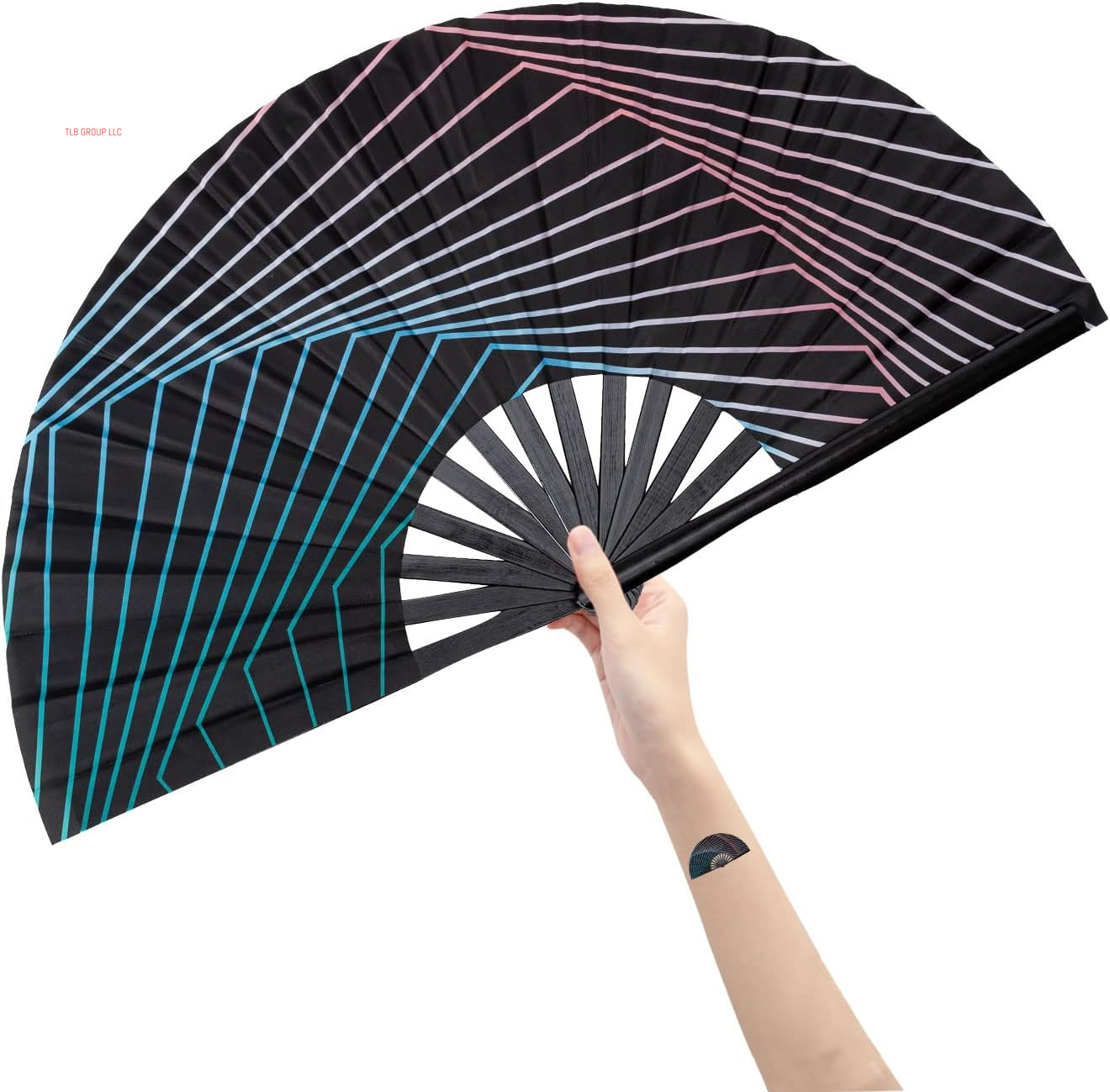 Large Folding Hand Rave Fan Popping Fan for Line Dancing Clacking Fans for Boots on the Ground Dance,Party,Decoration,Festival (DJ Lighting)