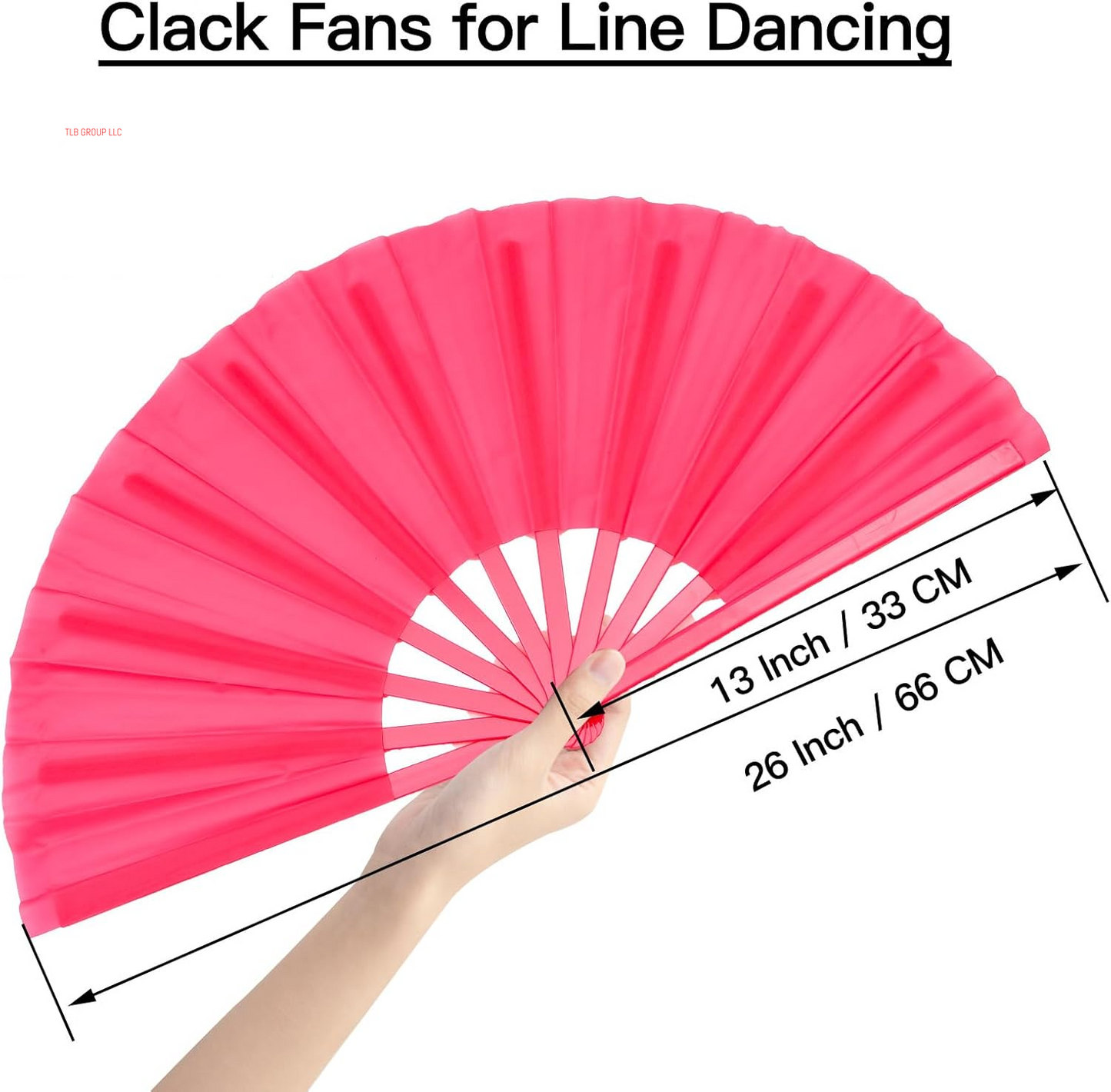 13 Inch Clack Popping Line Dancing Fans Boots on the Ground Large Foldable Hand Fan Make Sound for Dance Rave (Pink 2 Pack)