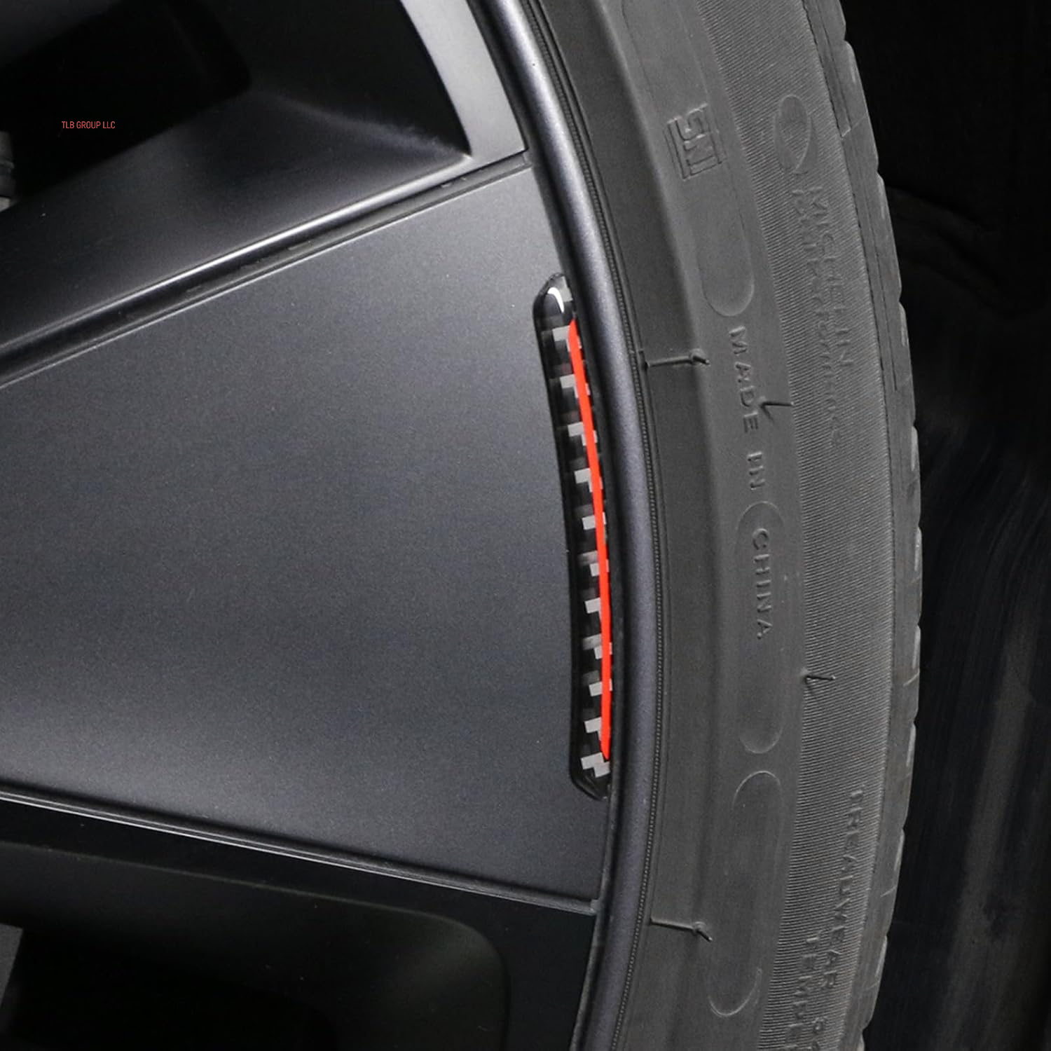 Car Wheel Rim Decal Stripe Compatible with Tesla Model 3 Highland Model Y Juniper Model S X Carbon Fiber Performance Emblem Reflective Sticker Exterior Accessories (Black)