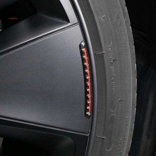 Car Wheel Rim Decal Stripe Compatible with Tesla Model 3 Highland Model Y Juniper Model S X Carbon Fiber Performance Emblem Reflective Sticker Exterior Accessories (Black)