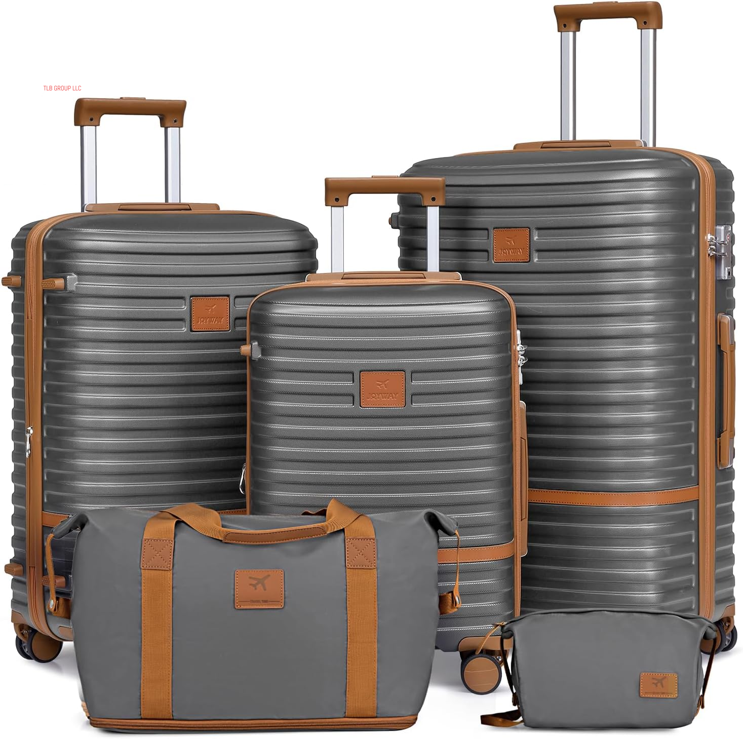 Carry on Luggage 20 Inch Expandable Suitcase with Spinner Wheel, 4 Piece Hard Shell Luggage Set with TSA Lock(Black Brown)