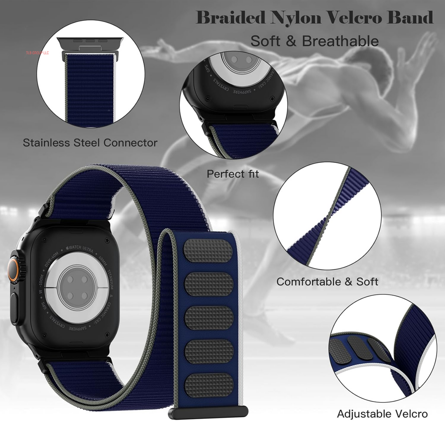Sport Loop Nylon Bands Compatible with Apple Watch Band 49Mm 46Mm 45Mm 44Mm 42Mm for Men Women, Breathable Adjustable Stretchy Braided Straps for Iwatch Ultra 2/Ultra Series 10/9/8/SE/7/6/5/4/3