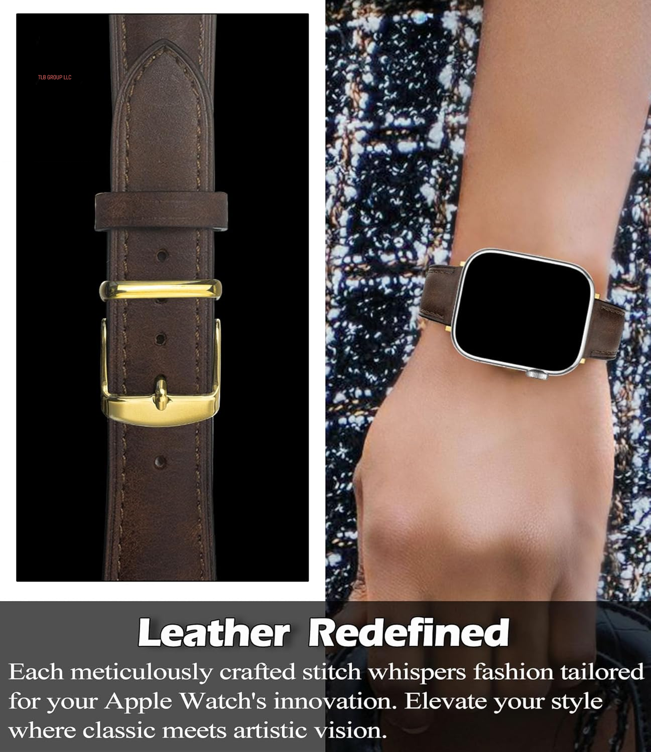 Slim Leather Compatible with Apple Watch Bands Women/Men 38/40/41/42/44/45/46/49Mm, Vintage Textured Leather Band for Iwatch Series 10 9 8 7 6 5 4 3 2 1 SE, Gold Metal Buckle