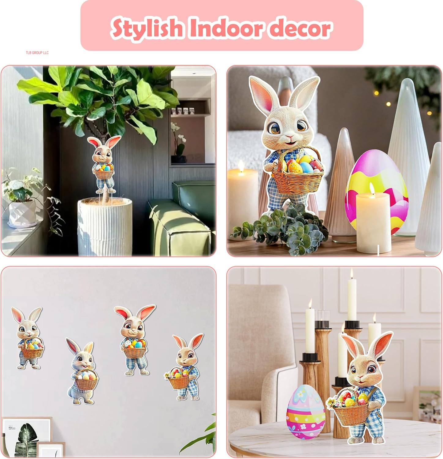 16 PCS Easter Bunny Decorations Outdoor, Easter Yard Signs Bunny and Eggs with Stakes for Home Decor, Waterproof Garden Lawn Spring Signs