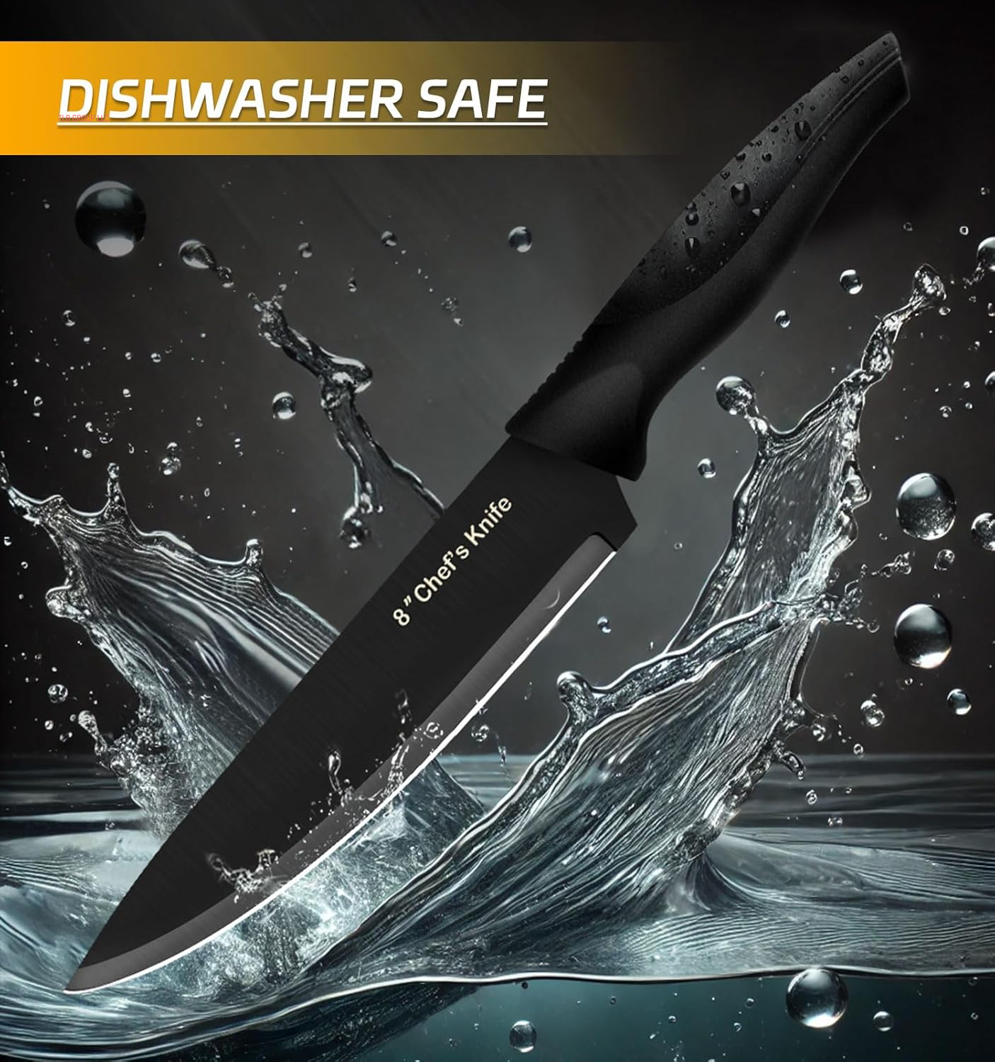 Knife Set, 14 Pieces Kitchen Knife Set, High Carbon German Stainless Steel, Dishwasher Safe Cutlery, Black