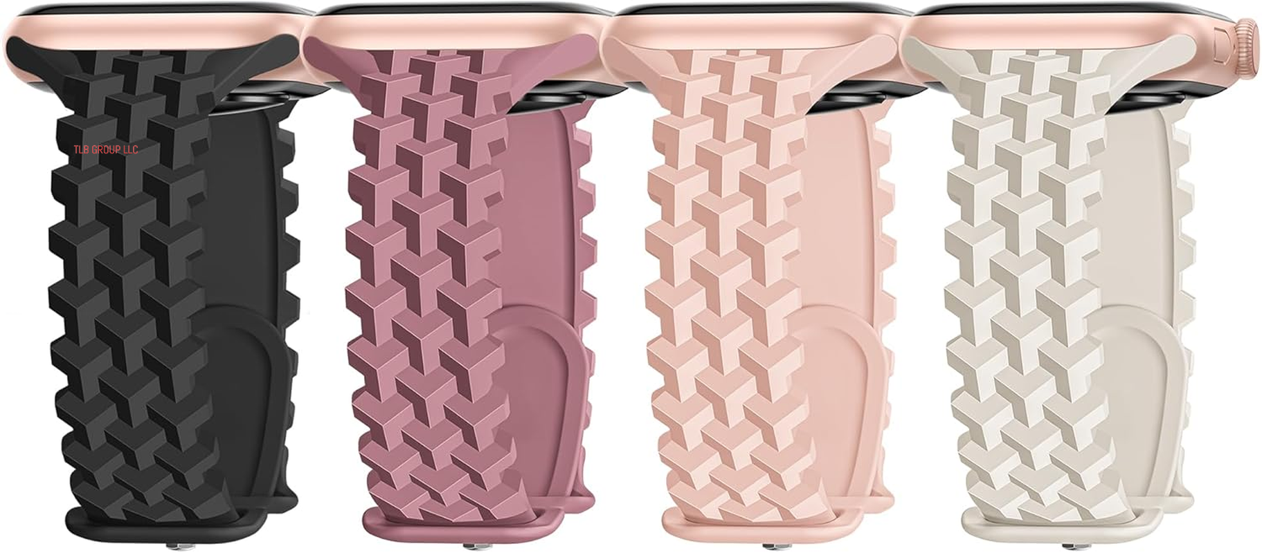 4 Pack Silicone Braided Y-Design Bands Compatible with Apple Watch Band 38Mm 40Mm 41Mm 42Mm 44Mm 45Mm 46Mm 49Mm for Women Men, Slim Bands for Iwatch Series 10 9 8 7 6 5 4 3 2 1/Se/Ultra