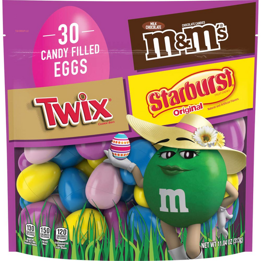 M&M'S, TWIX & STARBURST Candy-Filled Easter Eggs Bag, 11.04 Oz, 30 Count