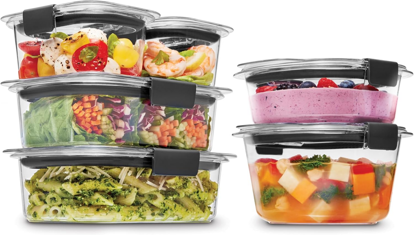 Brilliance Food Storage Containers, BPA Free, Airtight Lids, Ideal for Lunch, Meal Prep & Leftovers, Set of 5 (3.2 Cup)