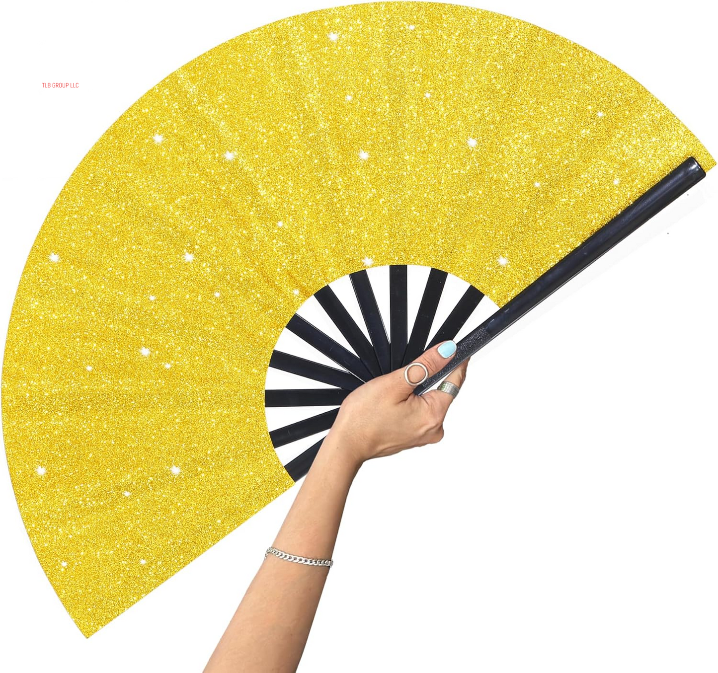Large Folding Fan-Hand Fan Popping Fan for Line Dancing Clacking Fans for Boots on the Ground Dance, Party,Outdoor,Decoration (Red Glitter)