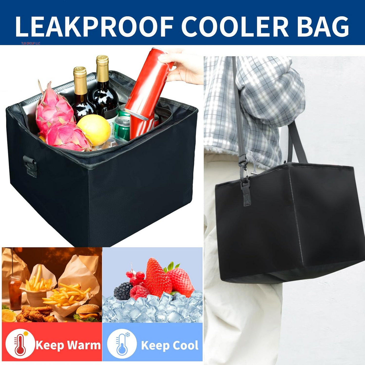 Front Trunk Organizer with Leakproof Cooler Bag for Tesla Model Y Model 3 2017-2025, Frunk Storage Bag Collapsible Container Box Compatible with Front Rear Trunk Rear Seats for Accessories, Black