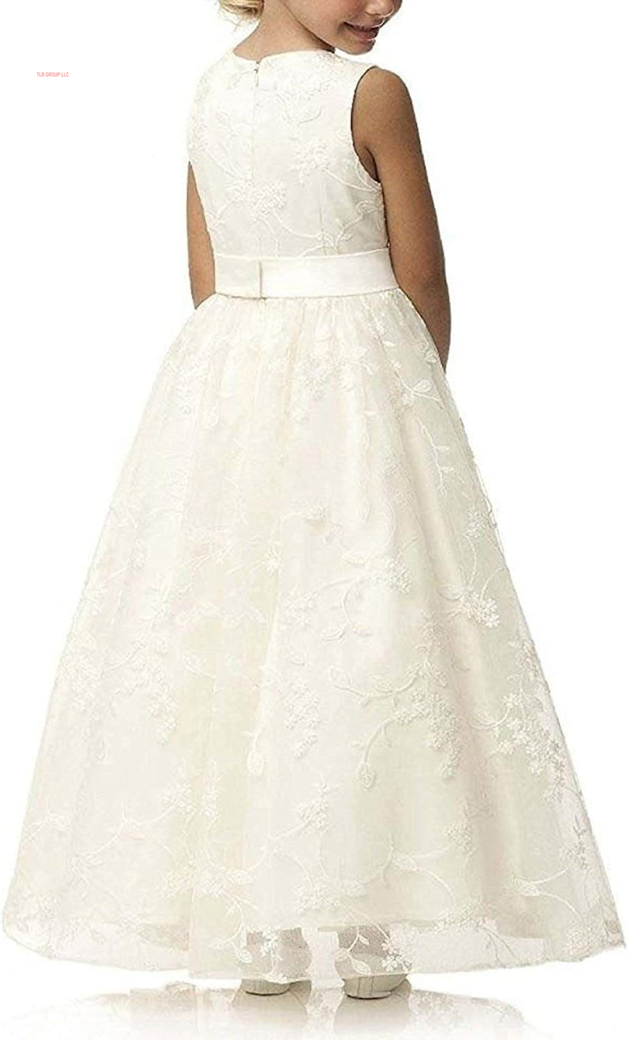 A Line Wedding Pageant Lace Flower Girl Dress with Belt 2-12 Year Old