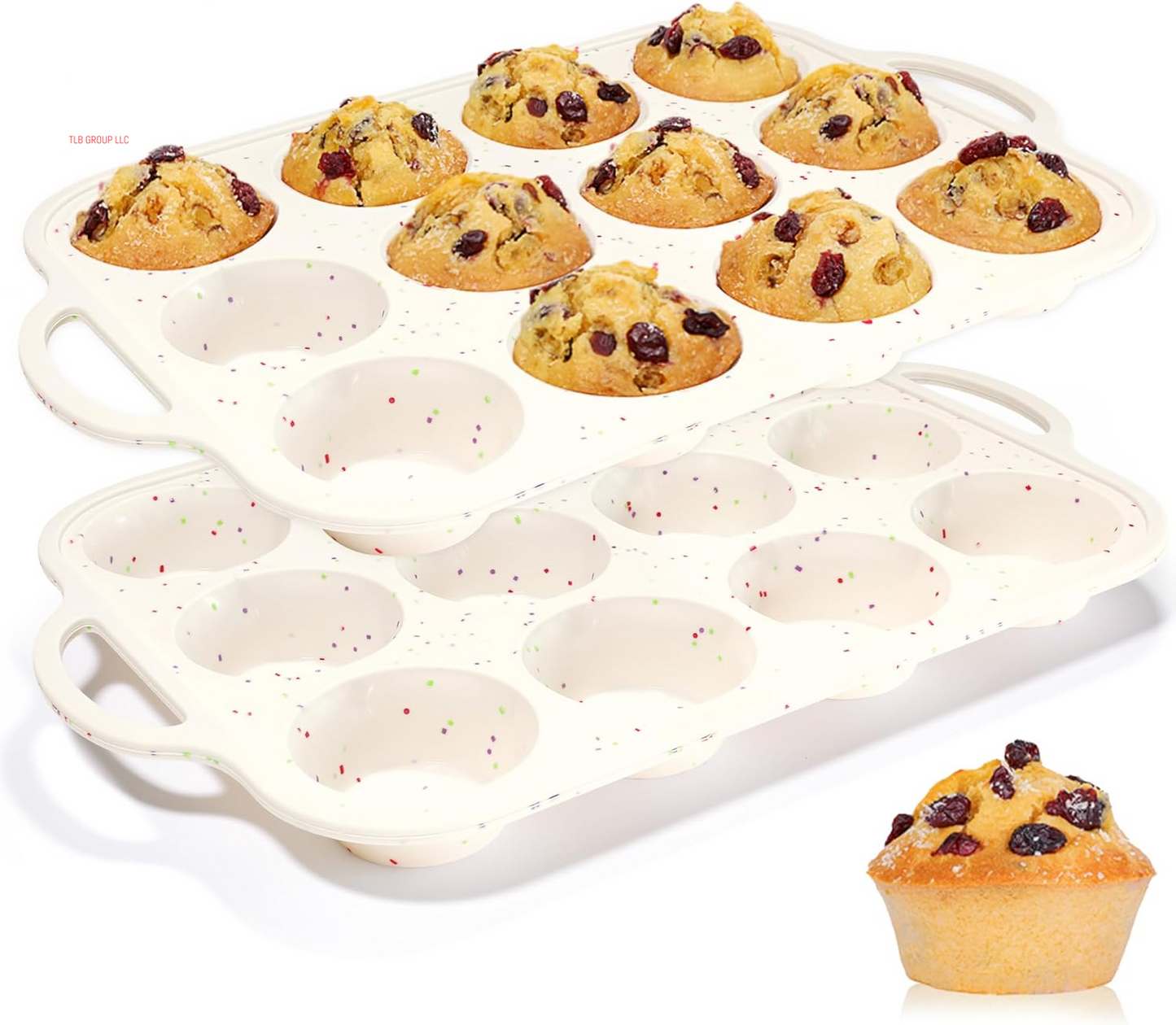 Silicone Muffin Pan, with Metal Reinforced Frame Regular Size 2.8Inch Silicone Cupcake Pan Nonstick 12 Cups for Baking Homemade Muffins, Cupcakes, Egg Bites 2 Pack Dishwasher Safe BPA Free