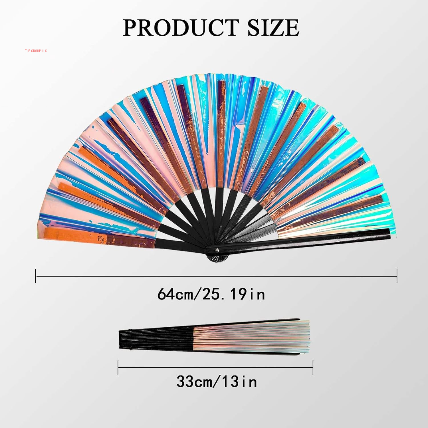 Large Clack Hand Rave Fan Holographic Folding Popping Line Dance Fan Foldable Handheld Clacking Fans for Line Dancing Craft Laser Rave Accessories for Festival Rainbow Outfits Party Club(Light Blue)