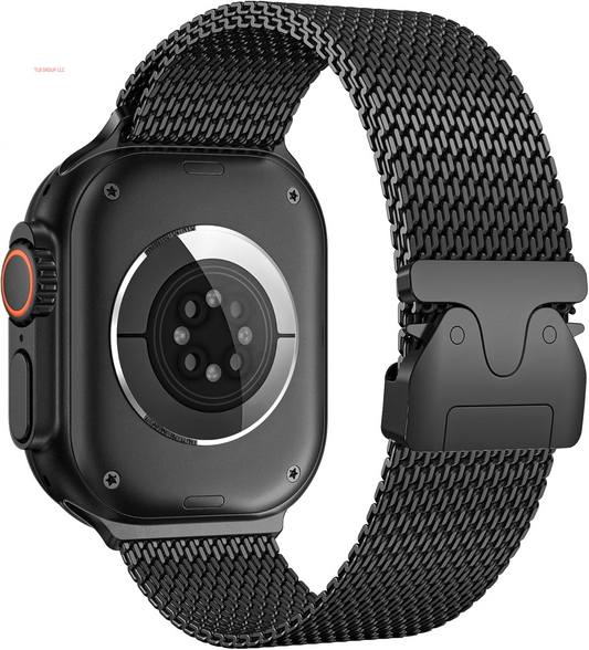 Milanese Mesh Loop Compatible with Apple Watch Bands 49Mm 46Mm 45Mm 44Mm 42Mm for Men Women, Stainless Steel Mesh Loop with Parachute-Style Buckle for Iwatch Ultra 2 Series 10 9 8 7 6 SE 5 4 3