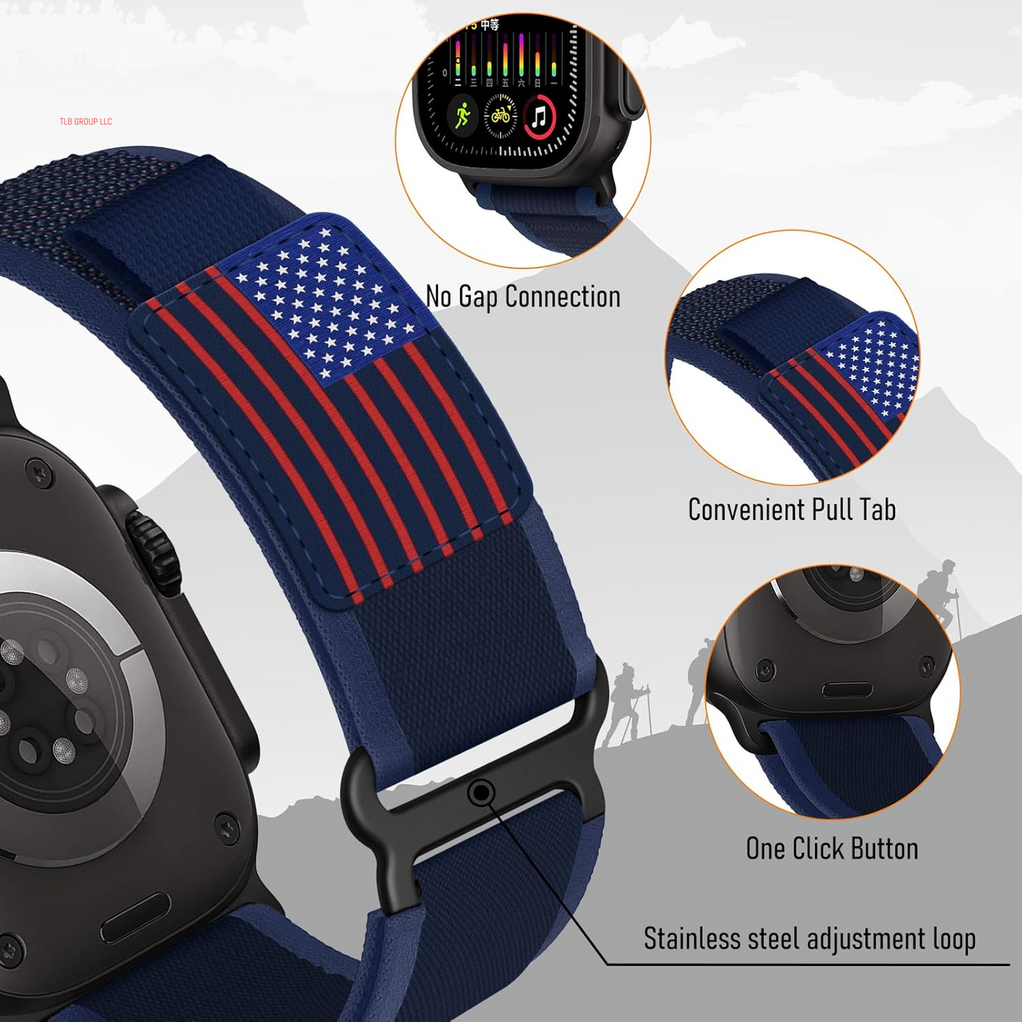 Trail Loop Nylon Band - Compatible with Apple Watch Ultra 2 Band 49Mm 46Mm 45Mm 44Mm 42Mm 41Mm 40Mm 38Mm Men Women,Rugged Braided Elastic Weave Sport Strap for Iwatch Ultra Series 10/9/8/7/6/SE/5/4/3