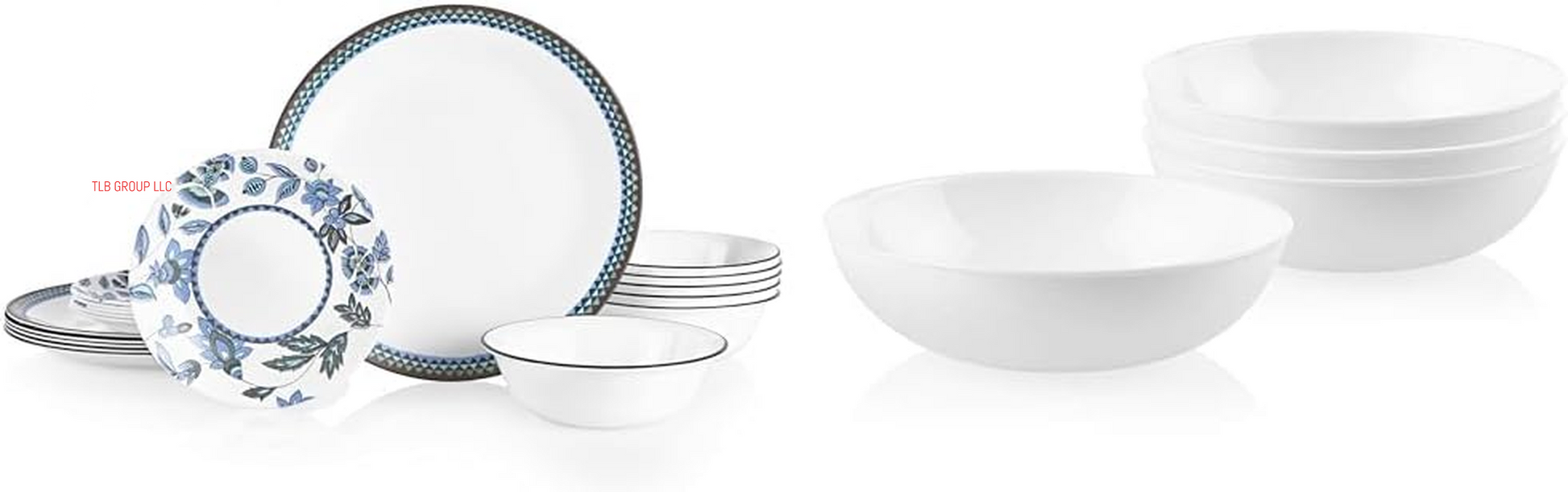 Vitrelle 18-Piece Service for 6 Dinnerware Set, Triple Layer Glass and Chip Resistant, Lightweight round Plates and Bowls Set, Winter Frost White