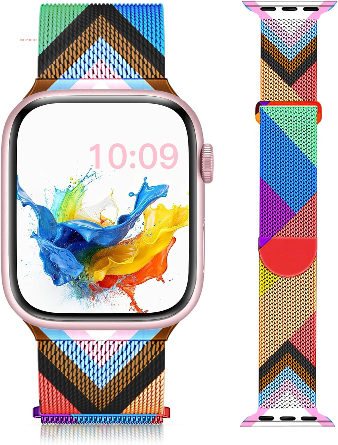 Pride Rainbow Milanese Magnetic Band for Apple Watch Bands for Women 42Mm 41Mm 40Mm 38Mm, Cute Metal Rainbow Iwatch Bands for Women Pride Iphone Watch Bands Series 10 9 8 7 6 5 4 3 2 1 SE